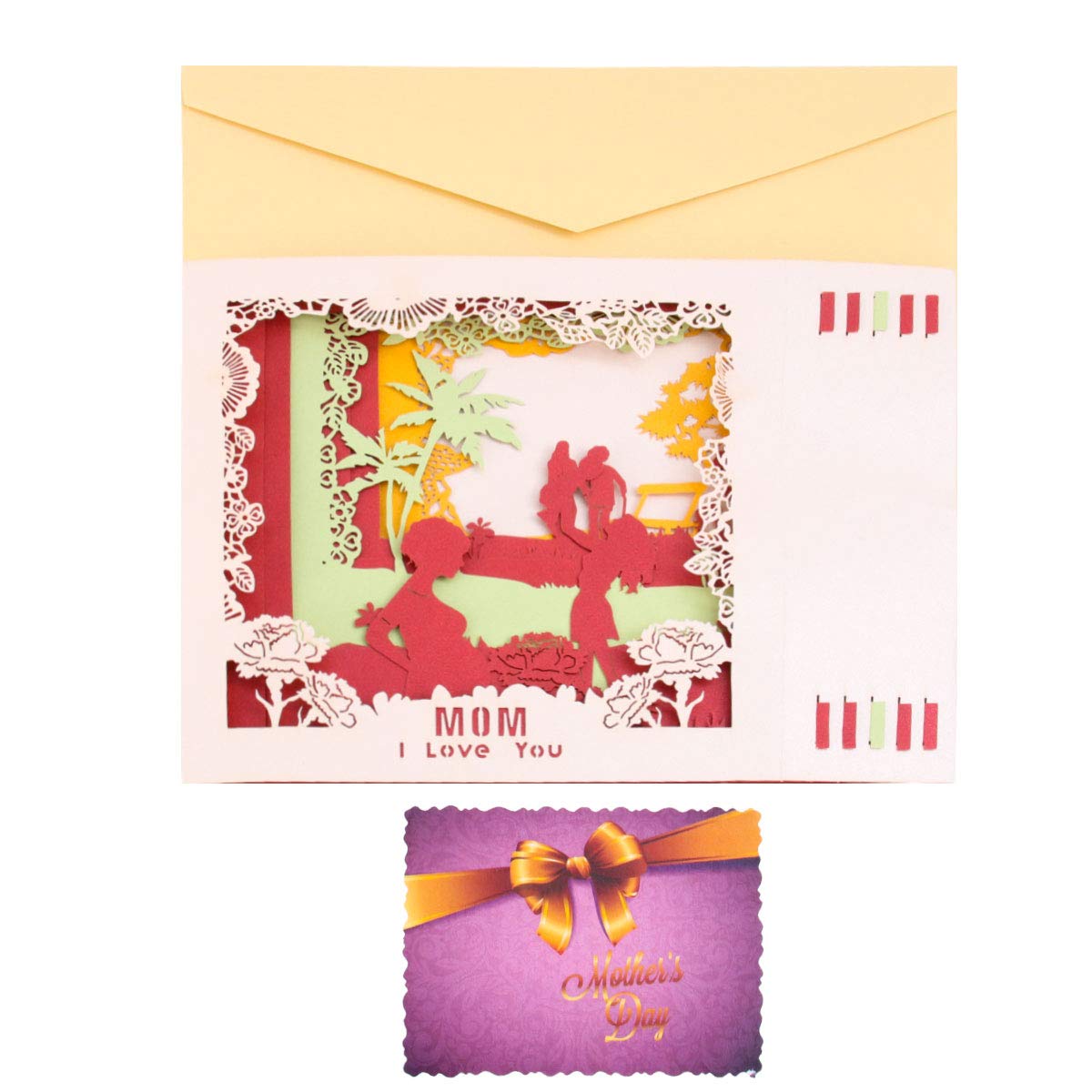 Amosfun Handmade Carved Greeting Cards - Unique Mother's Day Gift, Party Decorations & Favors - Perfect for Birthday Celebrations, Wedding Invitations & Holiday Wishes