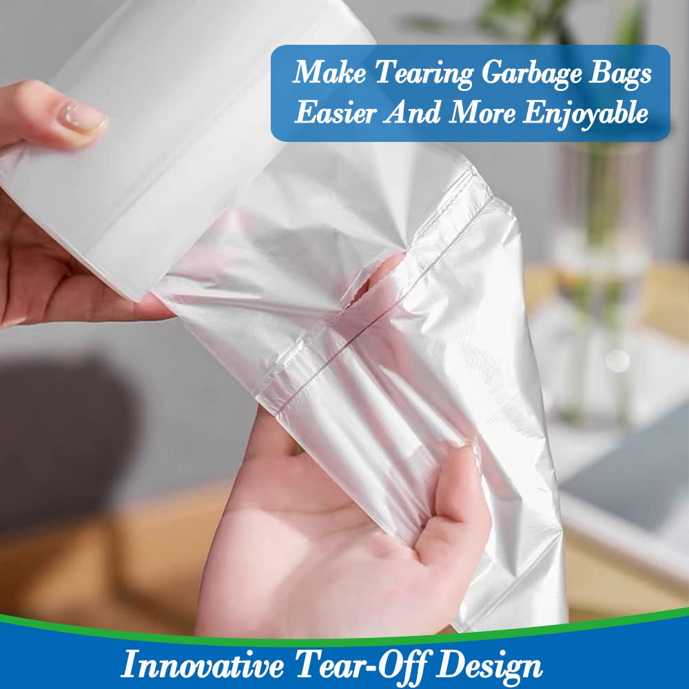 Hommaly 200 Count Small Clear Trash Bags 1.5 Gallon (Fits 1.3-1.6 Gal) - Strong Unscented Bathroom Garbage Bags for Waste Basket Liners - Perfect for Office, Kitchen, Bathroom & Bedroom Trash Cans (5-6 Liters Capacity)