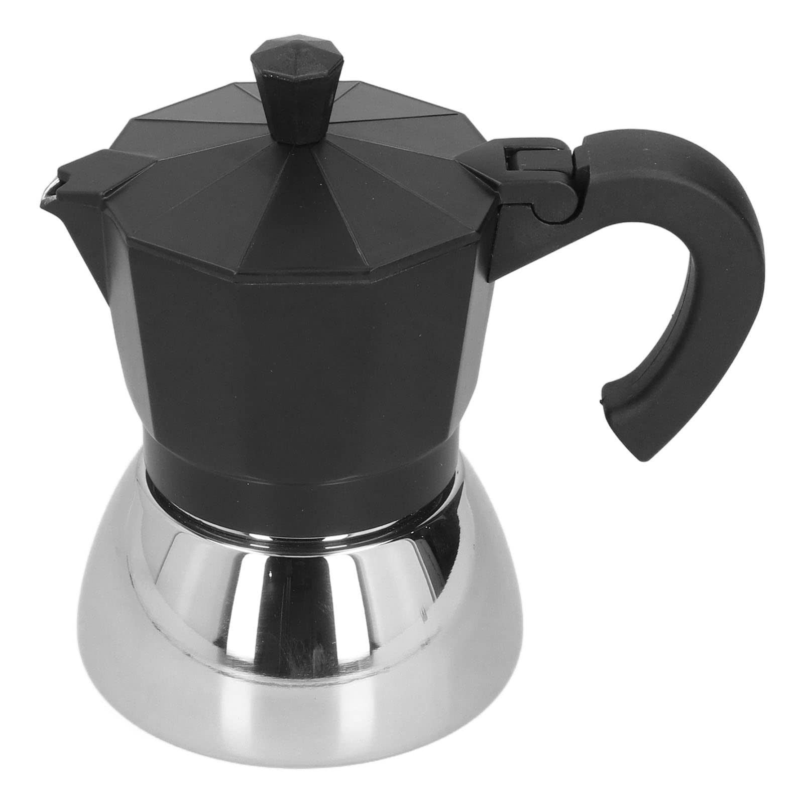 180ML 4 Cups Aluminum Moka Pot - Italian Stovetop Espresso Coffee Maker for Home & Office - Perfect for Espresso, Latte & Cappuccino - Classic Octagonal Design in Black