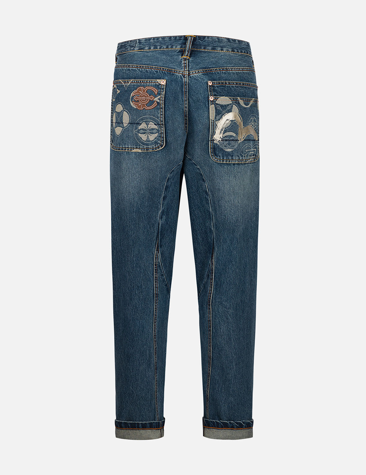 Kamon Jacquard Pockets 3D Fit Jeans for Men - Stretch Denim Slim Fit Pants with Unique Embroidery Design | Perfect for Casual Wear, Night Out & Street Style Fashion