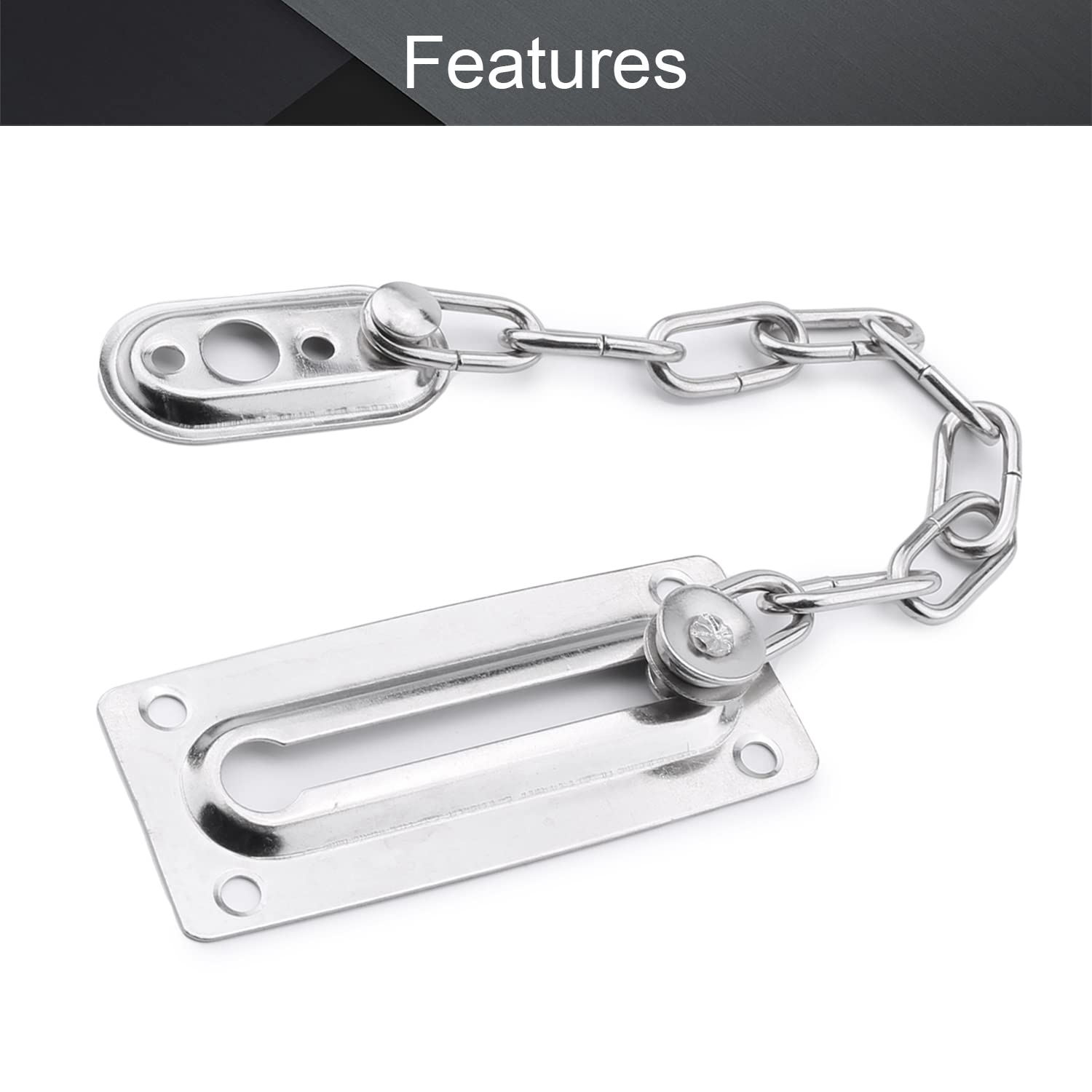 MroMax Home Security Door Guard - Heavy Duty Cold Rolled Steel Burglarproof Chain Lock for Enhanced Door Protection (Silver, 1-Pack) | Ideal for Apartments, Houses & Rental Properties