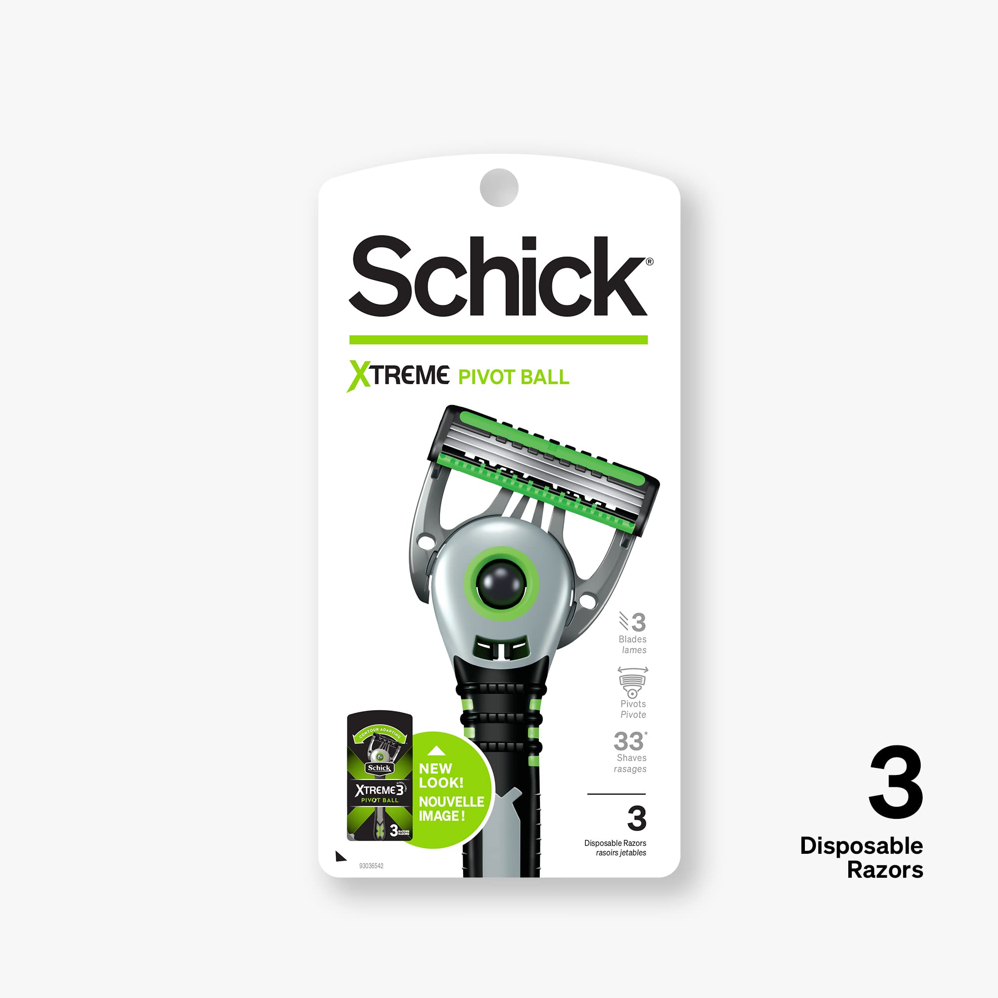 Schick Xtreme Pivot Ball Razor for Men - 3 Pack Disposable Razors with Pivoting Head for Smooth Shaving | Perfect for Travel, Gym & Daily Grooming