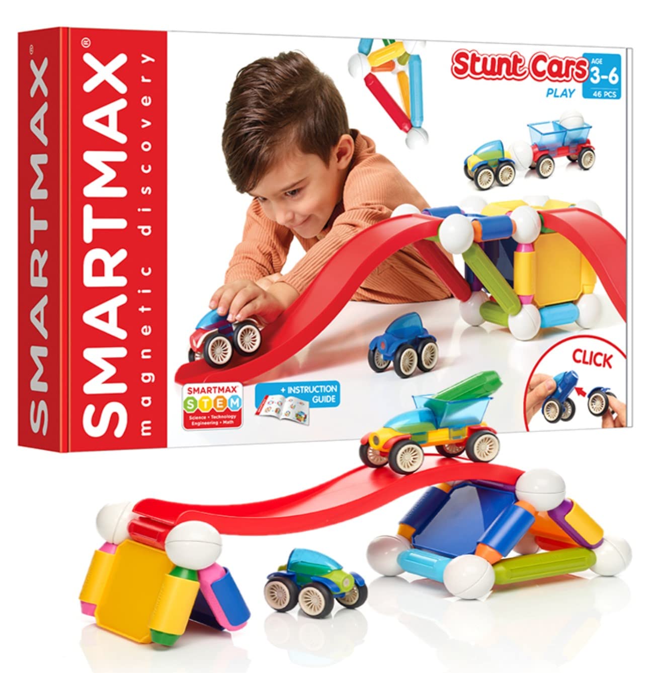 SmartMax Basic Stunt Set - Magnetic Building Toys for Kids STEM Learning | Creative Construction Play for Boys & Girls Ages 3+ | Perfect for Home, Classroom & Daycare Activities