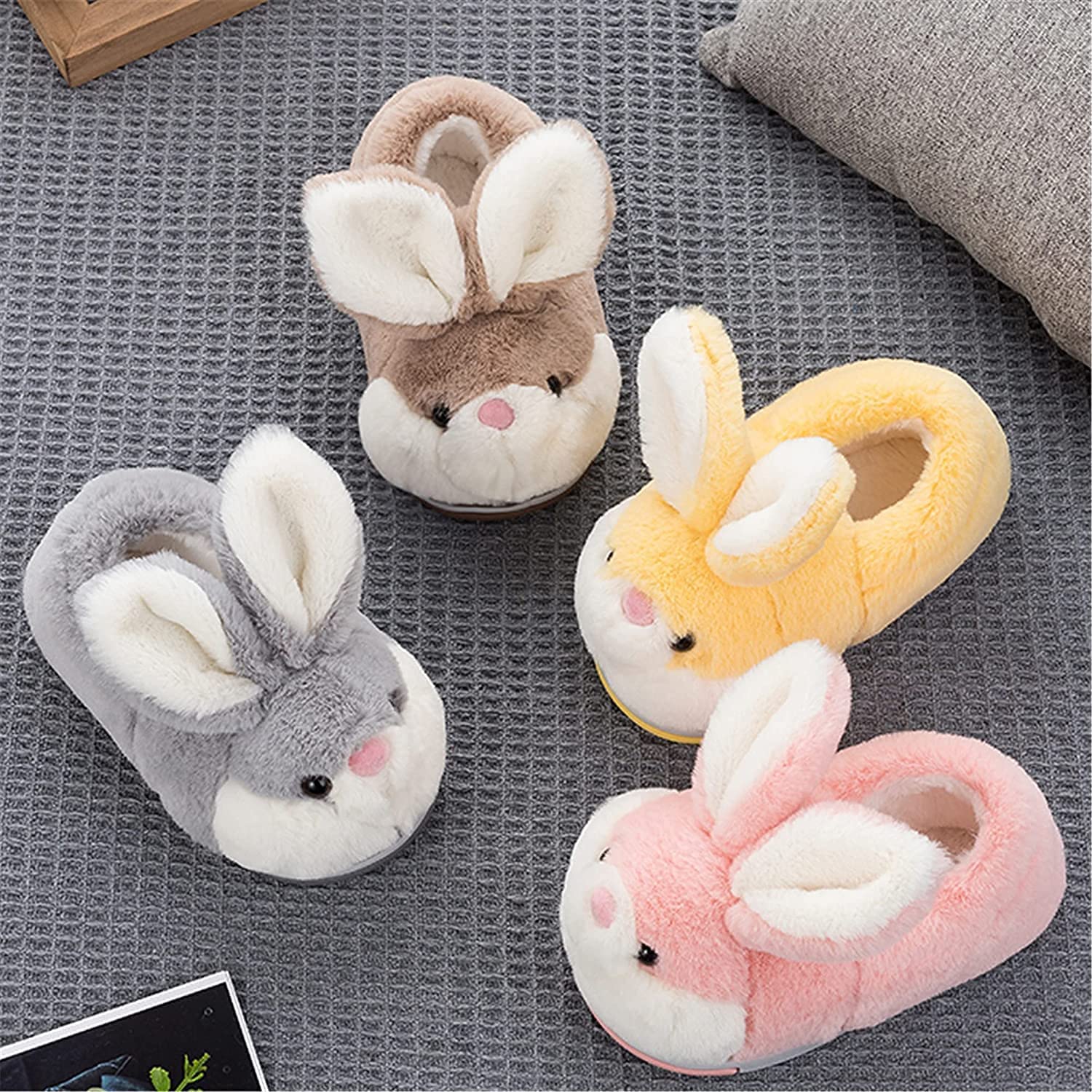 Cozy Fuzzy Bunny Slippers for Women & Girls - Soft Plush Animal House Shoes with Non-Slip Sole - Warm Winter Indoor Slippers in Pink (Perfect for Home, Lounge & Gift Giving)