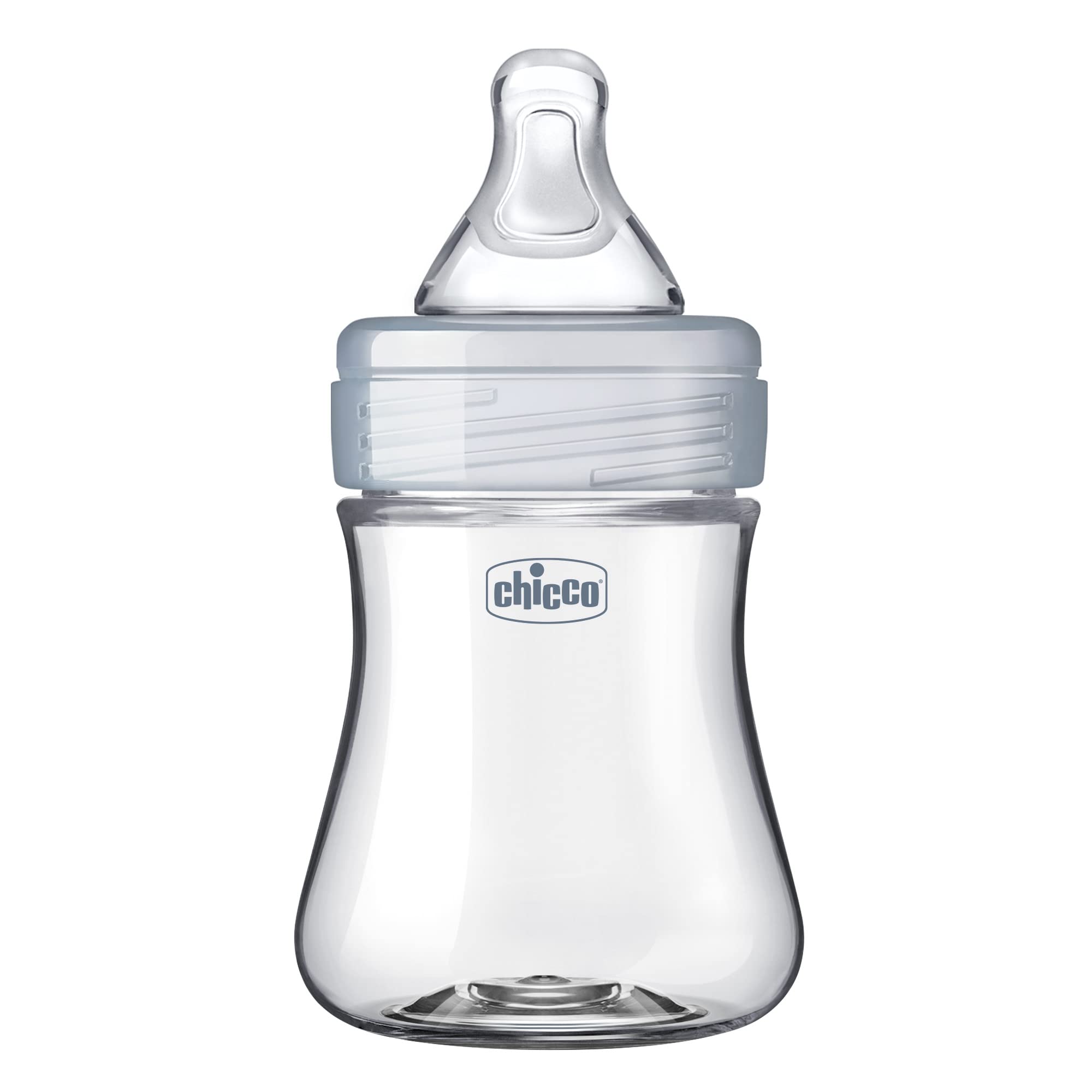 Chicco Duo 5oz Hybrid Baby Bottle with Invinci-Glass Inside & Plastic Outside | Dishwasher, Bottle Warmer & Electric Sterilizer Safe | Intui-Latch Nipple | Clear/Grey | Perfect for Breastfeeding, Travel & Daycare Use