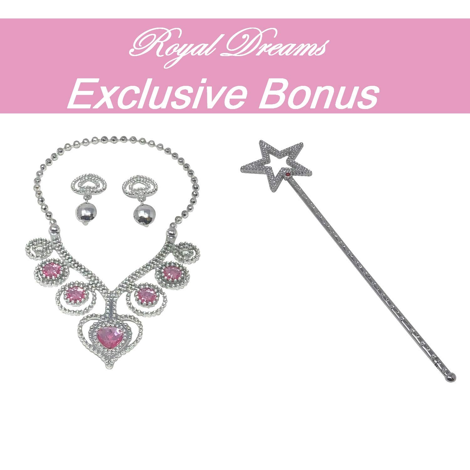 Royal Dreams Princess Dress-Up Set for Girls - 4 Shoes, 2 Tiaras, Necklace, Bracelet & Earrings - Perfect for Role Play, Birthday Parties & Pretend Play - Sparkly Princess Costume Accessories for Kids