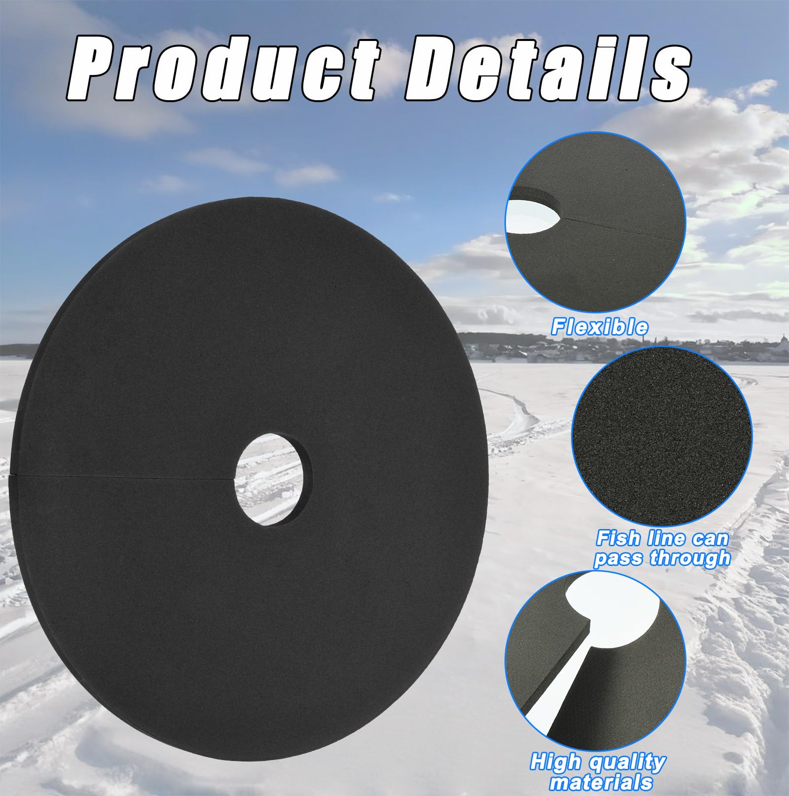 6 Pack 12 Inch EVA Ice Fishing Hole Covers - Insulator Lids for Fish Houses to Prevent Freezing | Winter Ice Fishing Accessories for Ice Hole Protection & Warmth | Perfect for Ice Fishing Shelters & Outdoor Winter Fishing