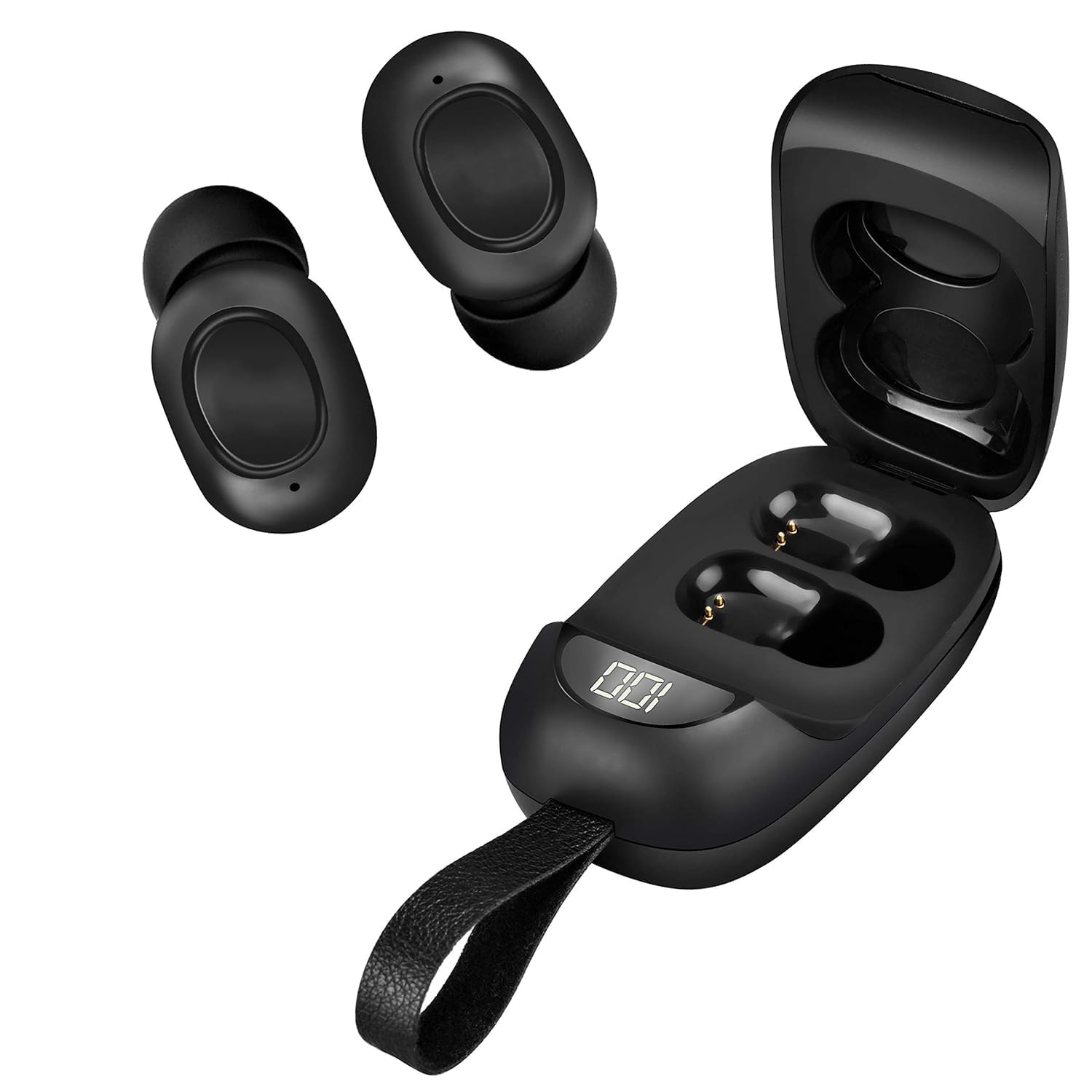 Wireless Bluetooth Earbuds with Active Noise Cancelling, 8D Bass & LED Display - IPX4 Waterproof/Sweatproof, 24H Playtime with Power Bank - Compatible with Honor X7b & All Bluetooth Devices (Black) | Perfect for Gym, Running, Travel & Workouts