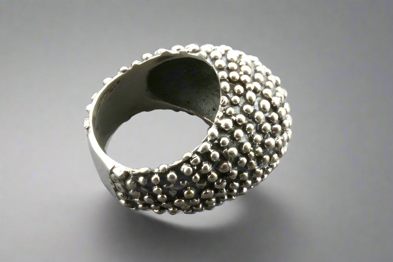 Oxidized & Beaded Sterling Silver Signet Ring for Men & Women - Perfect for Everyday Wear, Gifts & Special Occasions