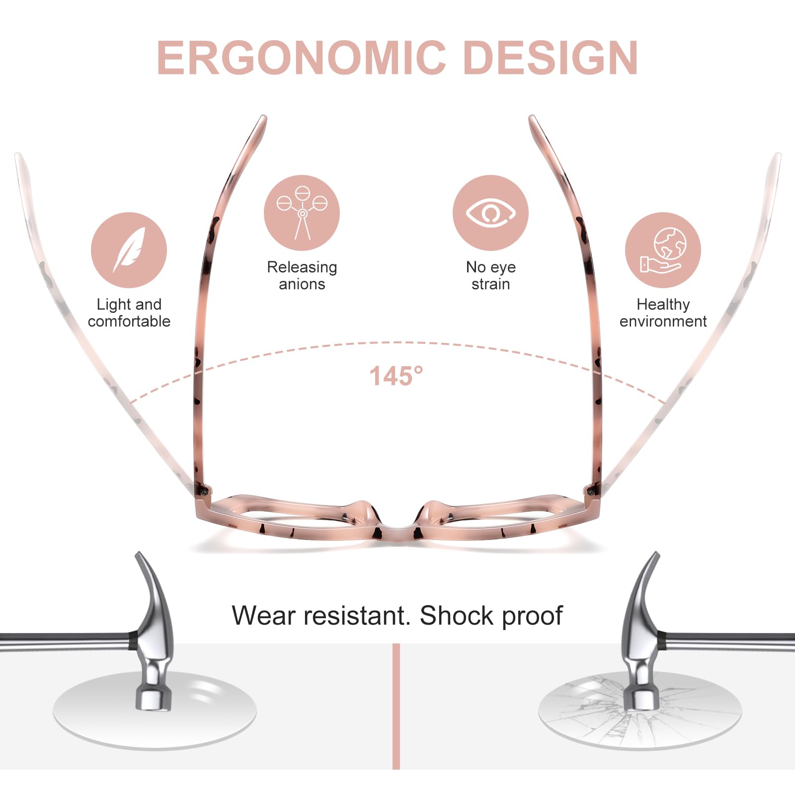 Blue Light Blocking Reading Glasses for Women & Men - UV Protection Square Computer Glasses - Reduce Eye Strain for Office Work, Gaming & Screen Time
