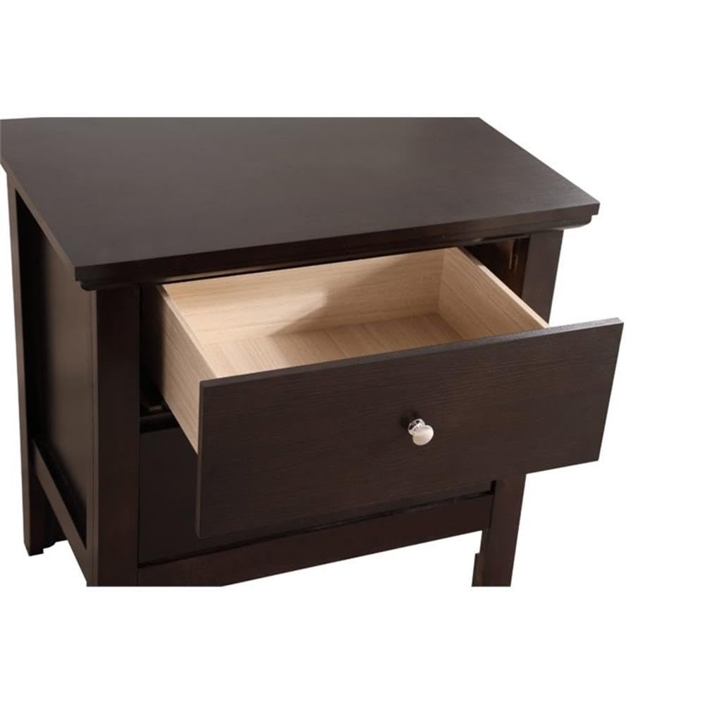 Glory Furniture Primo 2-Drawer Nightstand in Espresso Finish - Modern Bedside Table for Bedroom, Living Room & Office Storage