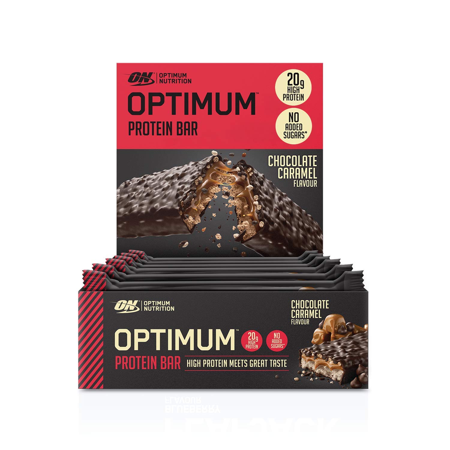 Optimum Nutrition ON Protein Bar - Low Carb, High Protein (20g) with Whey Isolate, No Added Sugar, Chocolate Caramel Flavor - 10 Pack (60g Each) | Perfect for Post-Workout Recovery & Healthy Snacking