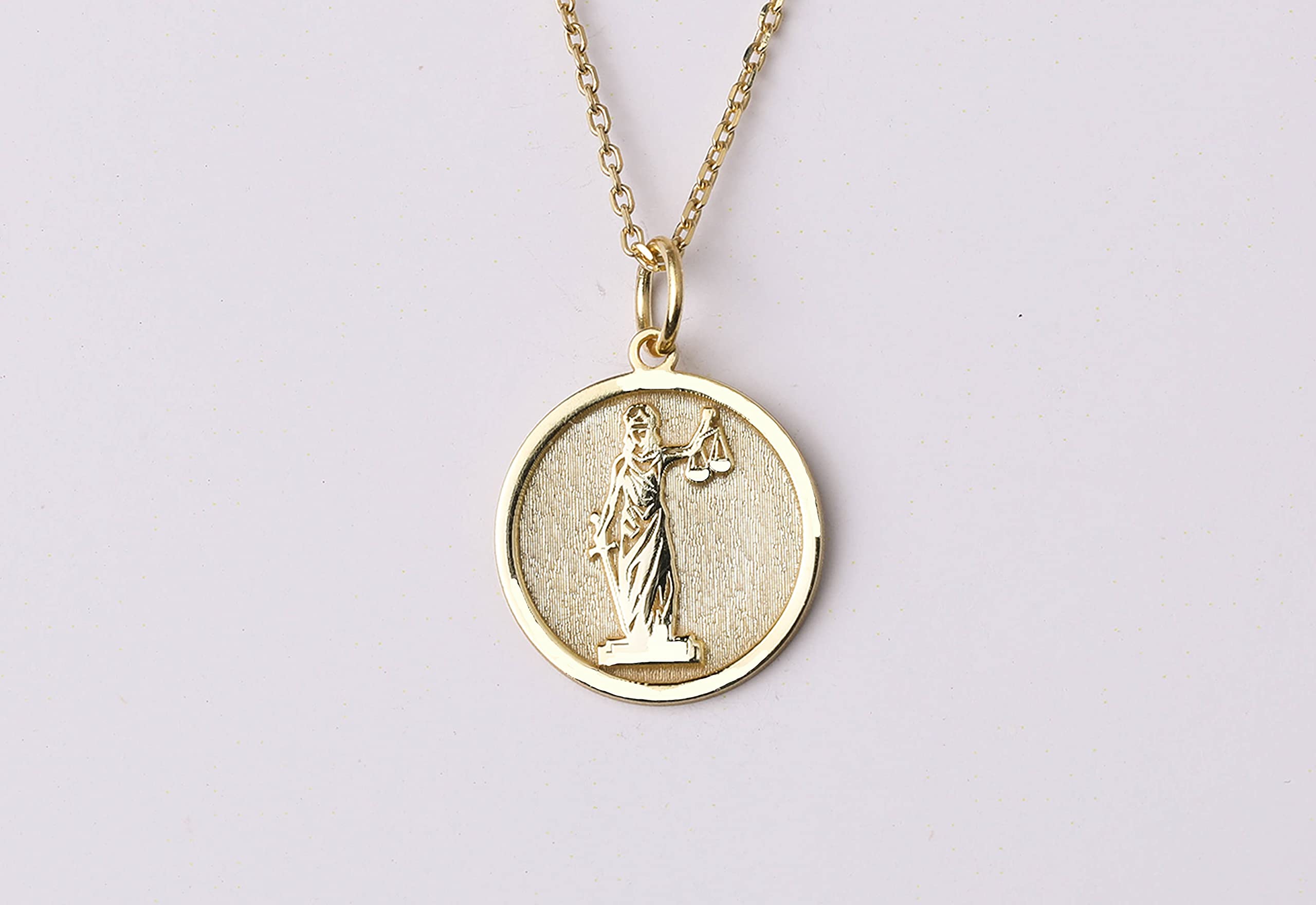 14K Gold Lady Justice Necklace - Personalized Lawyer Pendant for Graduation, Attorney Gift, Legal Jewelry for Women | Perfect for Courtroom Wear, Law School Graduation & Professional Gifts