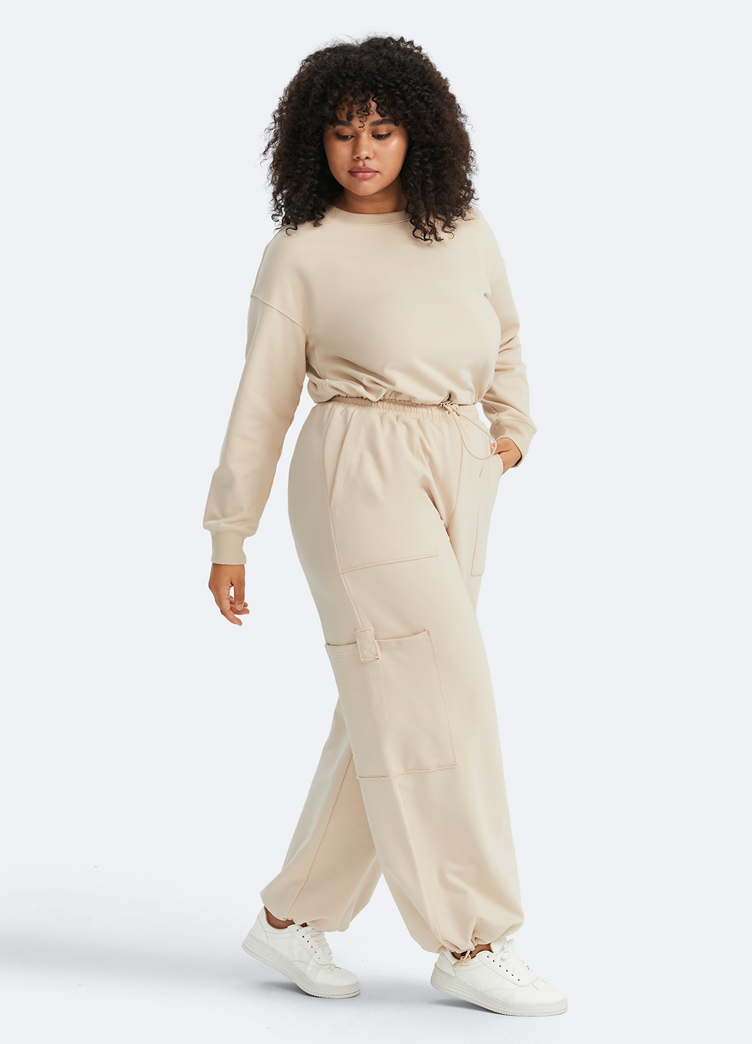 Stylish Cropped Sweatshirt with Adjustable Drawstring Hood | Women's Casual Pullover for Streetwear & Loungewear