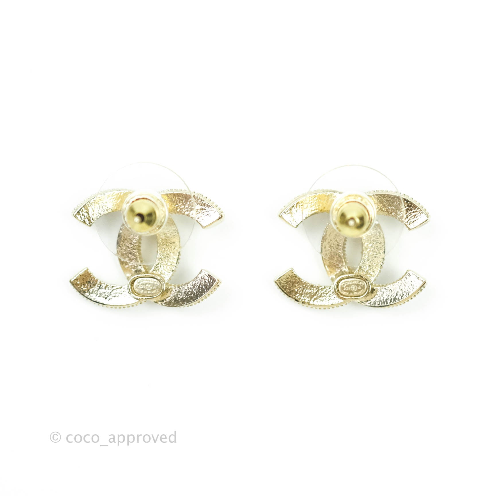 Chanel CC Pearl Crystal Earrings in Gold Tone - Luxury Fashion Jewelry for Women, Perfect for Parties, Weddings & Special Occasions