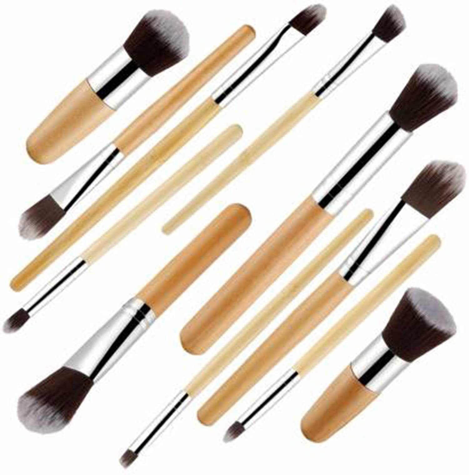 ClubComfort Professional 11-Piece Makeup Brush Set - Wooden Handle Foundation, Powder, Cream, Bronzer, Concealer & Contour Brushes with Travel Case - Perfect for Everyday Makeup, Travel & Professional Use