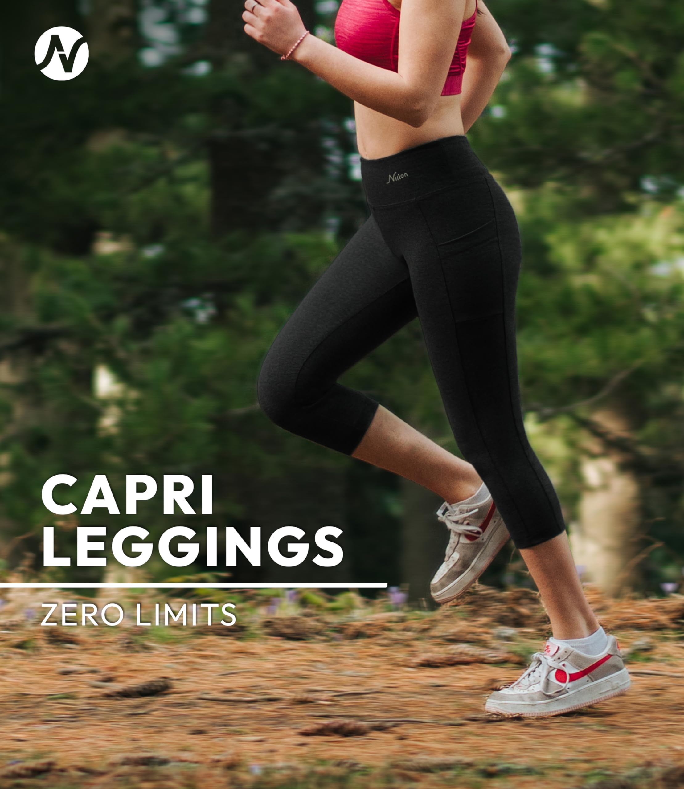 **Nirlon Women's High Waisted Capri Leggings with Pockets - Breathable Workout Leggings for Yoga, Running & Casual Wear**