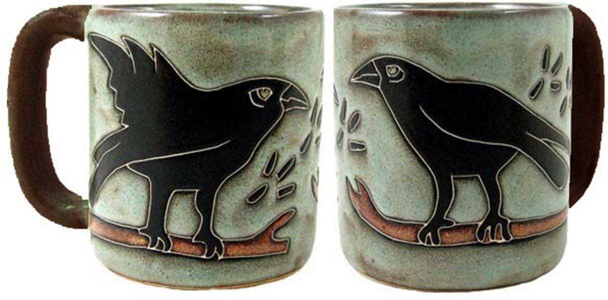 Premium Stoneware Coffee Mugs - Gothic Raven Design - 16 oz Ceramic Mug Set of 2 - Perfect for Hot Drinks, Tea, Coffee & Home Decor