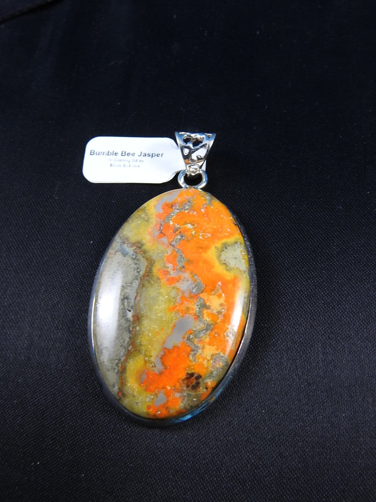 Bumblebee Jasper Sterling Silver Pendant Necklace - Natural Stone Jewelry for Women - Perfect for Gifts, Meditation & Spiritual Healing