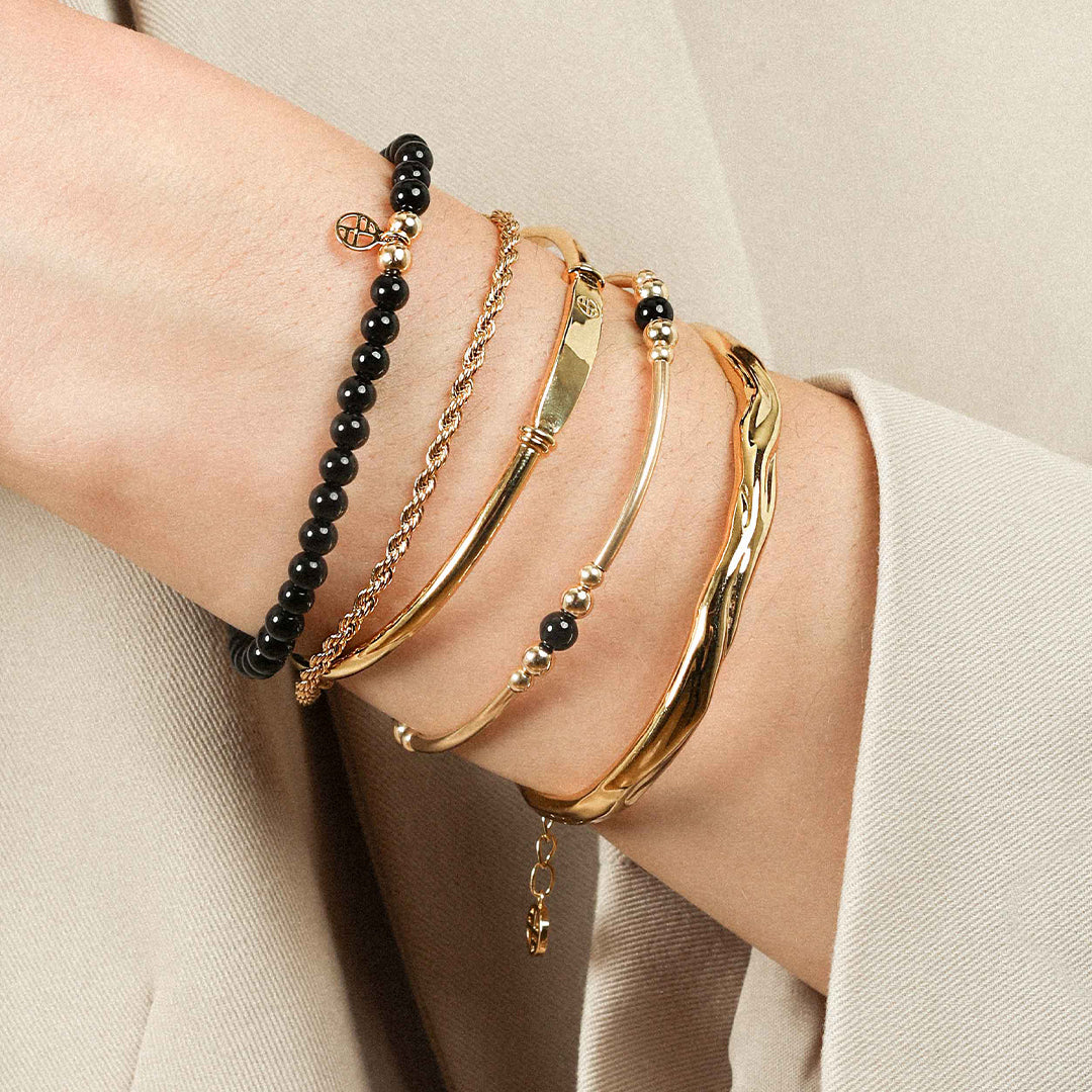 Black Agate Lumiere Bracelet for Women - Natural Stone of Strength & Protection - Elegant Healing Crystal Jewelry for Meditation, Yoga & Spiritual Balance