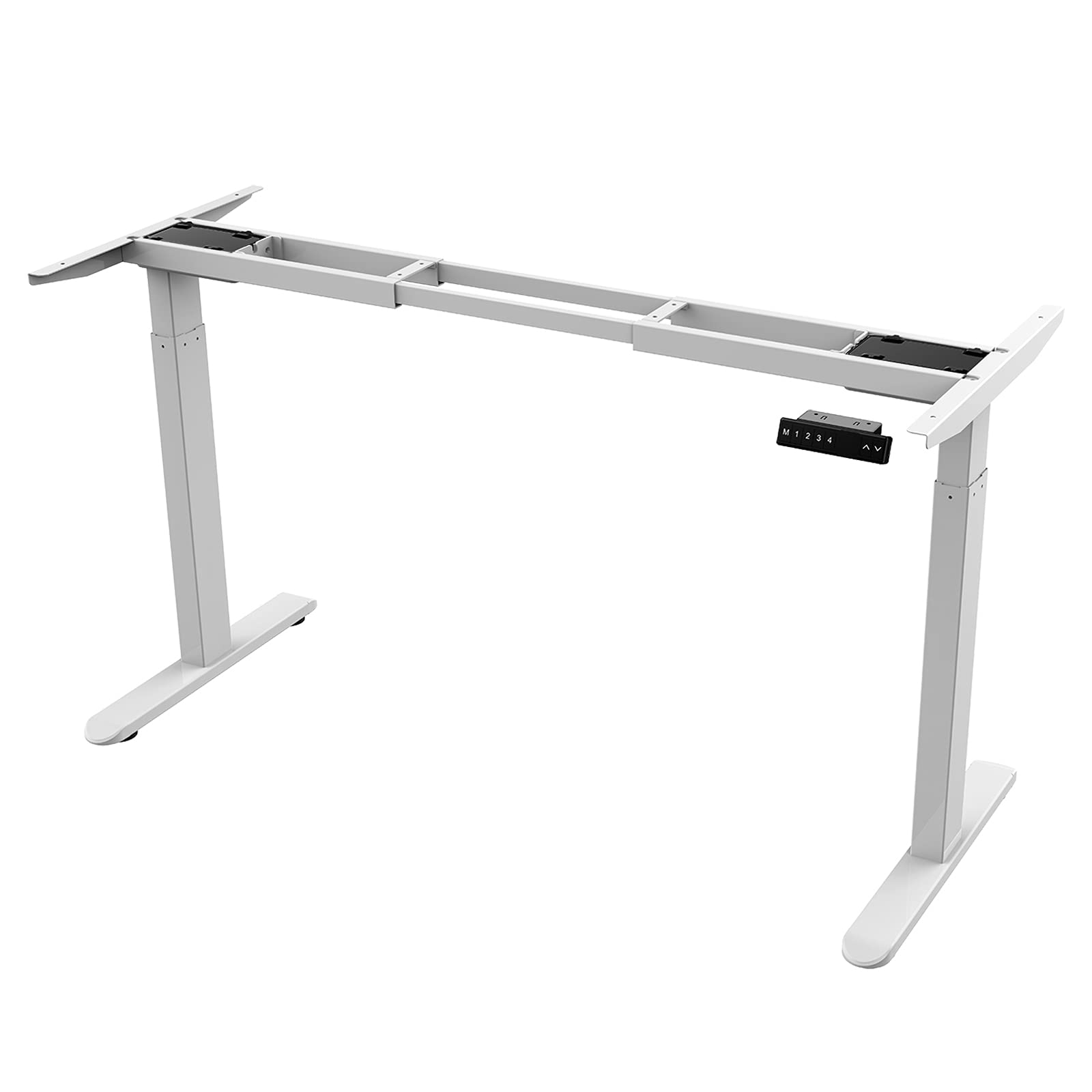 AIMEZO Dual Motor Electric Standing Desk Frame - Height Adjustable with 4 Memory Presets & USB Charging Port for Home Office (2-Tier Legs, White) | Perfect for Work from Home, Gaming Setup & Study Room Ergonomics