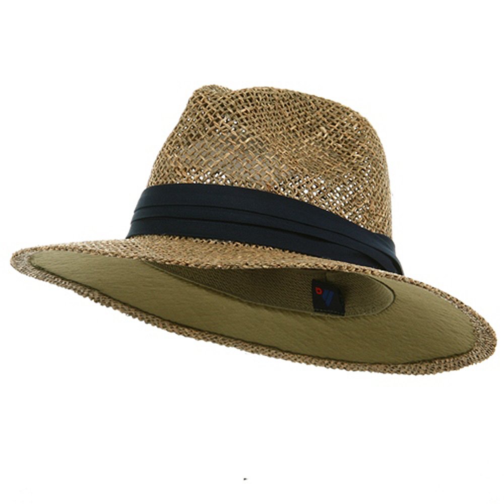 Safari Straw Hat with Adjustable Band - Wide Brim Sun Hat for Outdoor Adventures, Hiking, and Beach Vacations - UPF 50+ Sun Protection - e4Hats.com