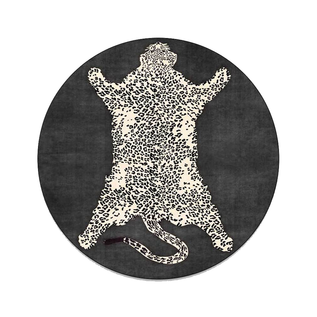 Vintage Tiger Print Round Area Rug - 4.9' X 4.9' Non-Slip Boho Decor Carpet for Farmhouse, Living Room, Bedroom & Outdoor Spaces | Indoor/Outdoor Door Mat & Kitchen Runner Rug - Perfect for Bohemian, Vintage & Farmhouse Home Décor