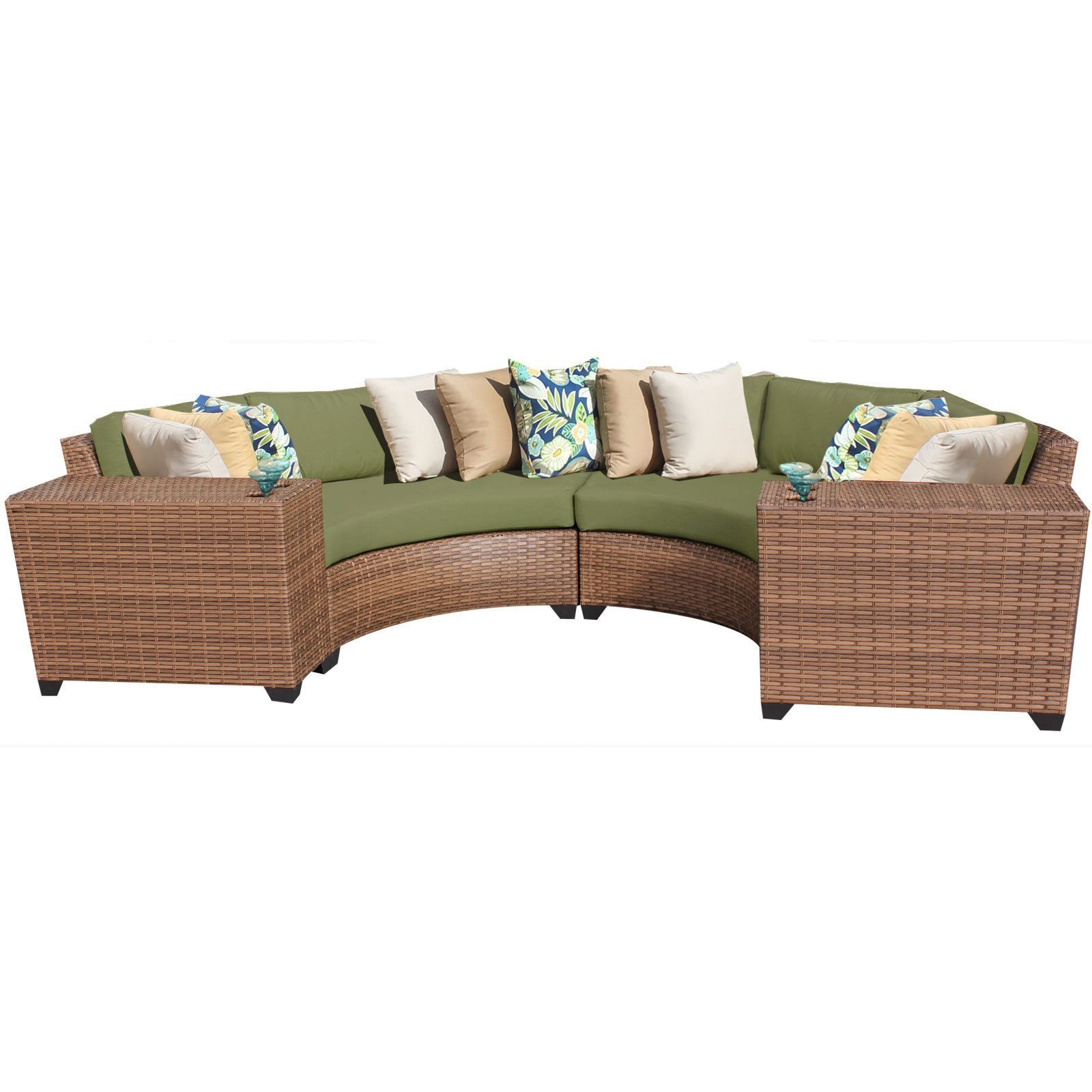 TK Classics 4-Piece Laguna Outdoor Wicker Patio Furniture Set in Cilantro Green - Perfect for Garden, Poolside, and Backyard Relaxation