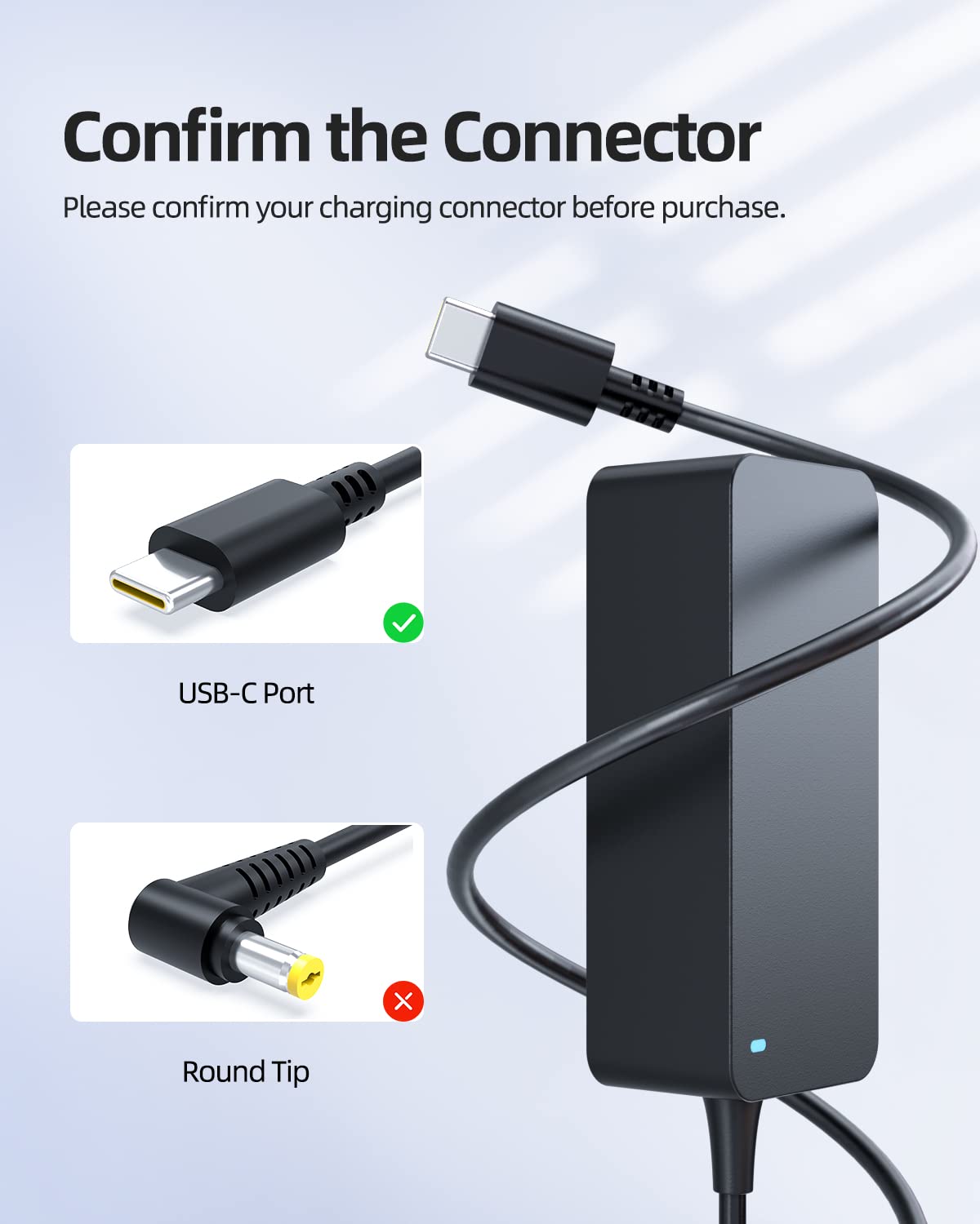 65W 45W USB C Fast Charger for Lenovo ThinkPad X1 Carbon (Gen 5-12), X1 Yoga, X1 Tablet - Compact & Portable Laptop Charger for Home, Office & Travel