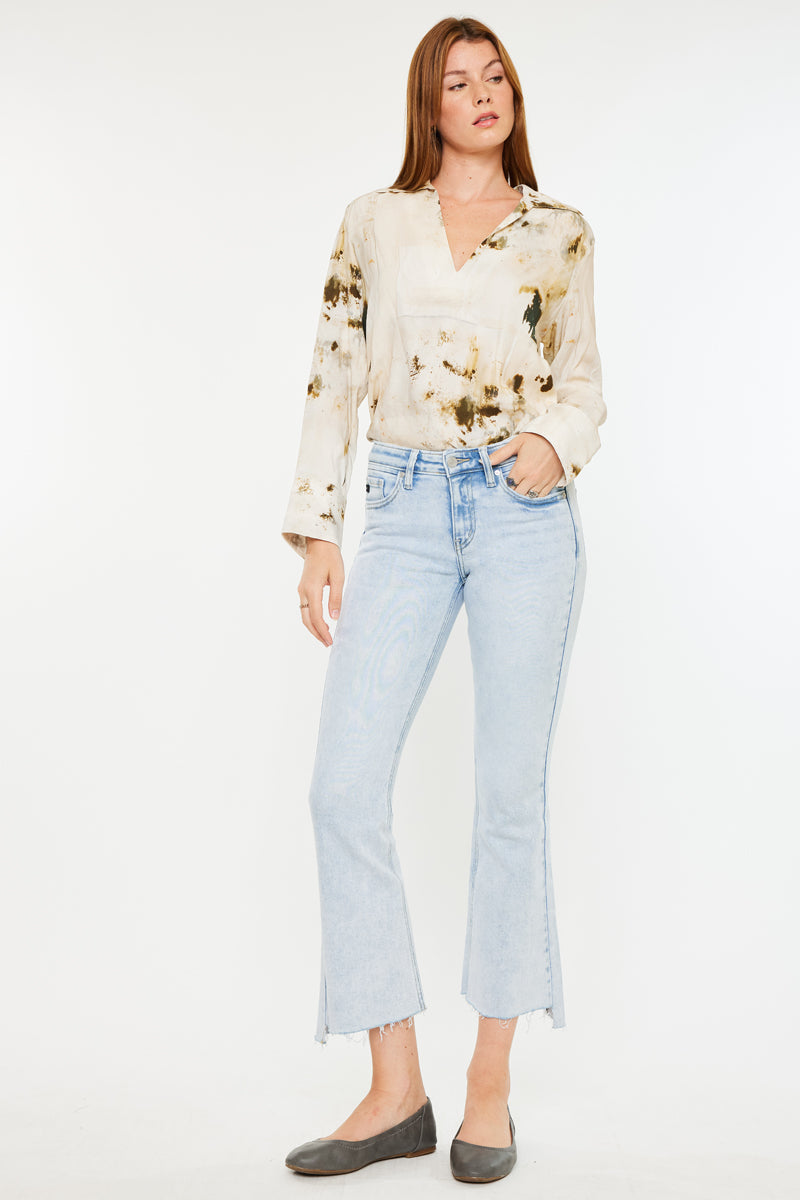 Elsie Mid Rise Cropped Flare Jeans for Women - Stretchy Denim Pants with Comfortable Fit - Perfect for Casual Outfits, Date Nights & Weekend Wear