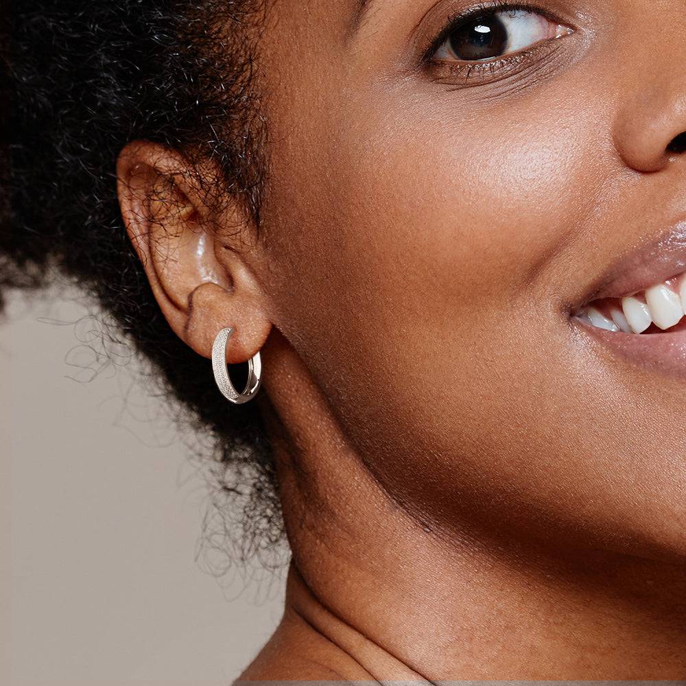 Lab Grown Diamond Hoop Earrings - Triple Row Pavé Bold Medium Hoops for Women | Perfect for Weddings, Parties & Everyday Elegance