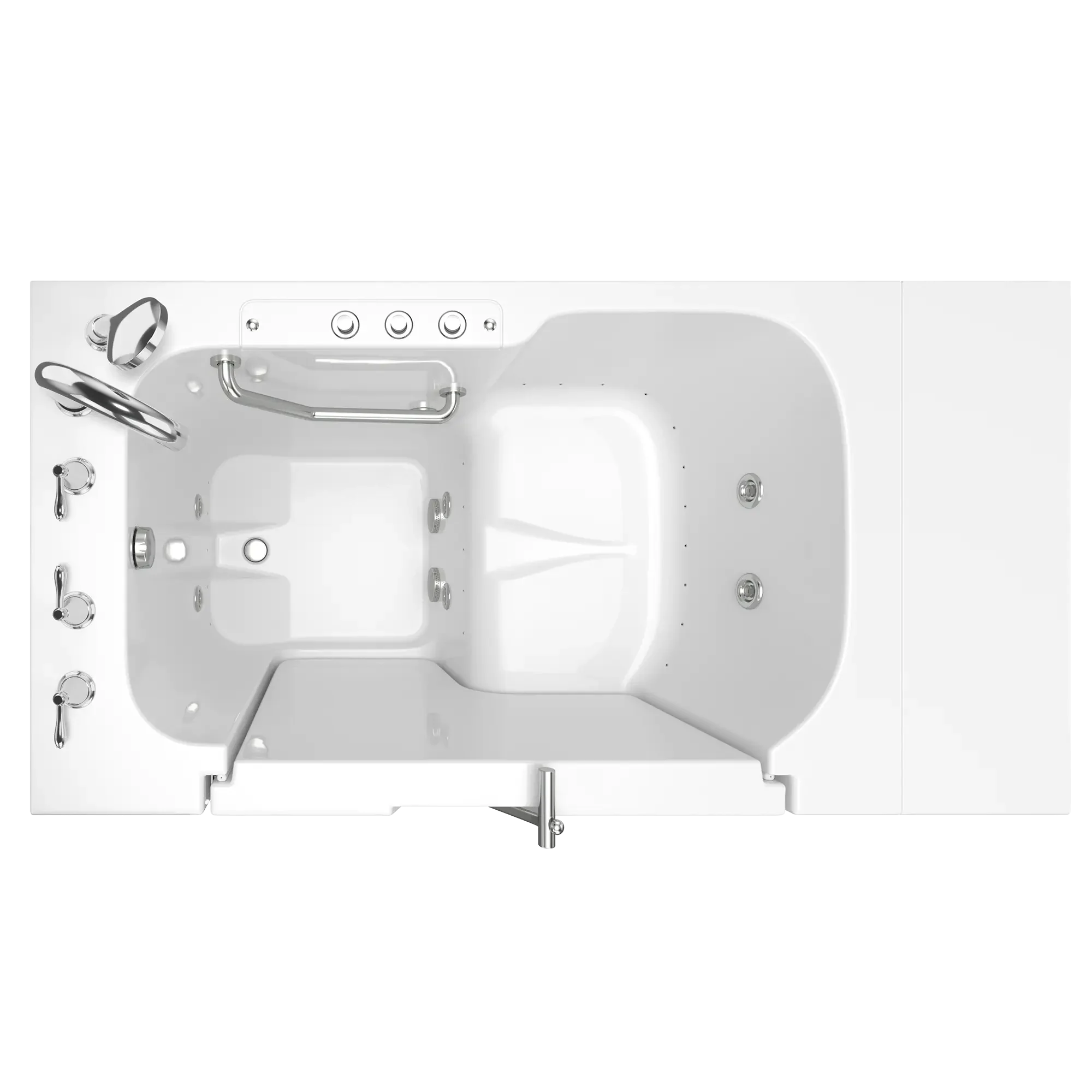 32 x 52 Inch Gelcoat Walk-In Bathtub with Air Spa & Whirlpool System - Left Hand Drain & Faucet - Ideal for Elderly & Mobility Support - Perfect for Home Bathroom Safety & Relaxation