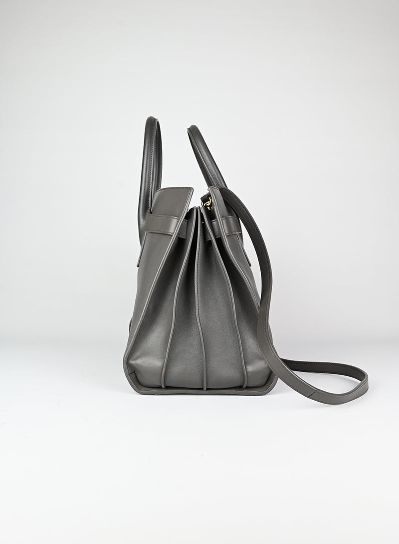 Saint Laurent Sac de Jour Medium Grey Leather Handbag - Luxury Tote Bag for Women, Work & Travel