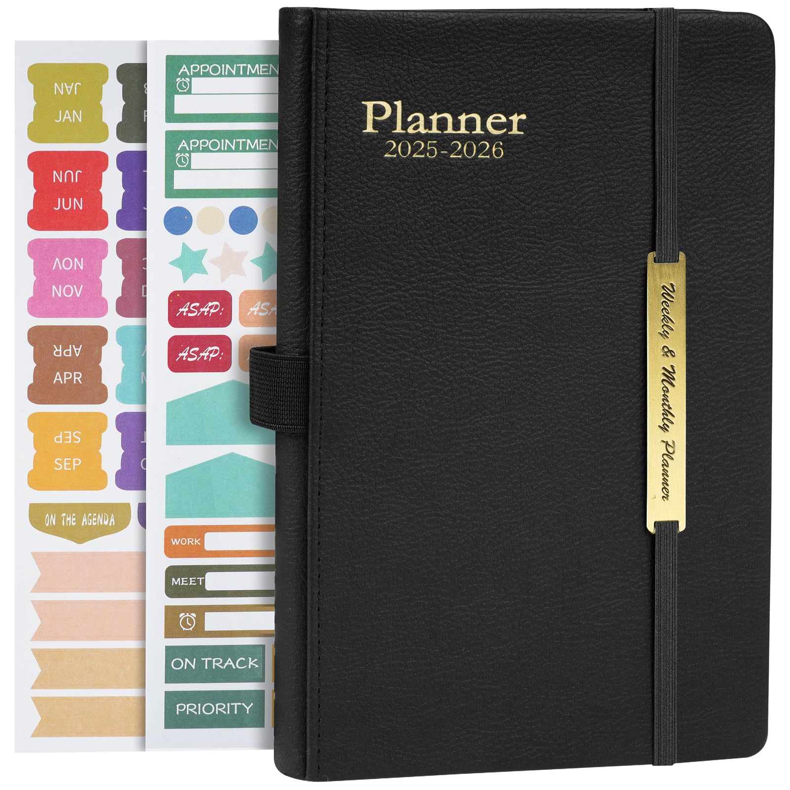 AUAUY 2025-2026 Planner - 18 Month A5 Leather Hardcover Weekly & Monthly Organizer with To-Do Lists | Jan 2025 to Jun 2026 Academic Planner | Perfect for Office, School, Business Planning & Personal Productivity | Black
