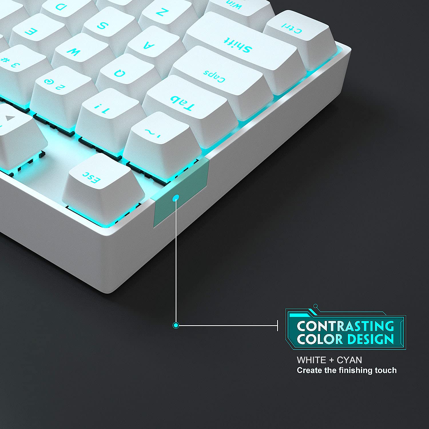 MageGee MK-Star White Mechanical Gaming Keyboard - 87 Key TKL Compact Wired Keyboard with Blue Switches & LED Backlit for Windows PC/Laptop - Perfect for Gaming, Typing, and Office Work