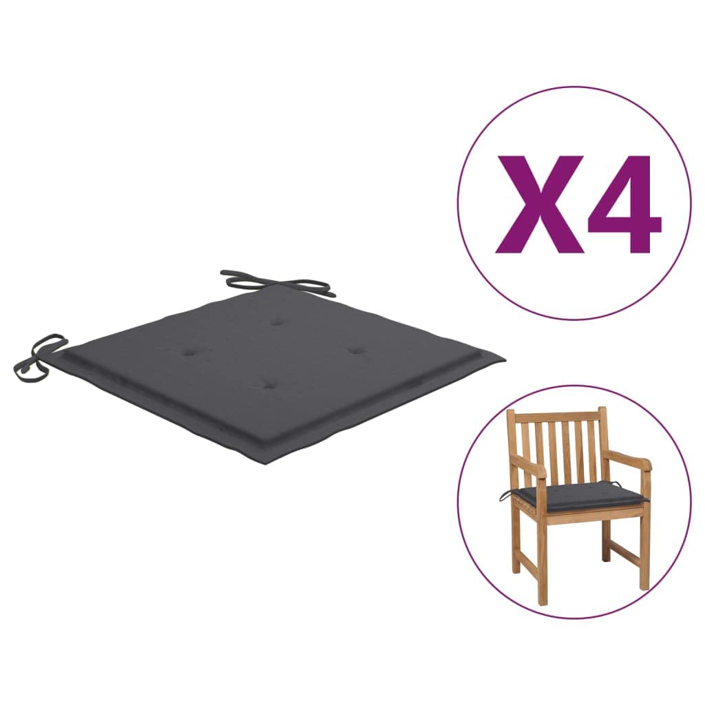 4-Piece Universal Garden Chair Cushions Set with Ties - 19.7
