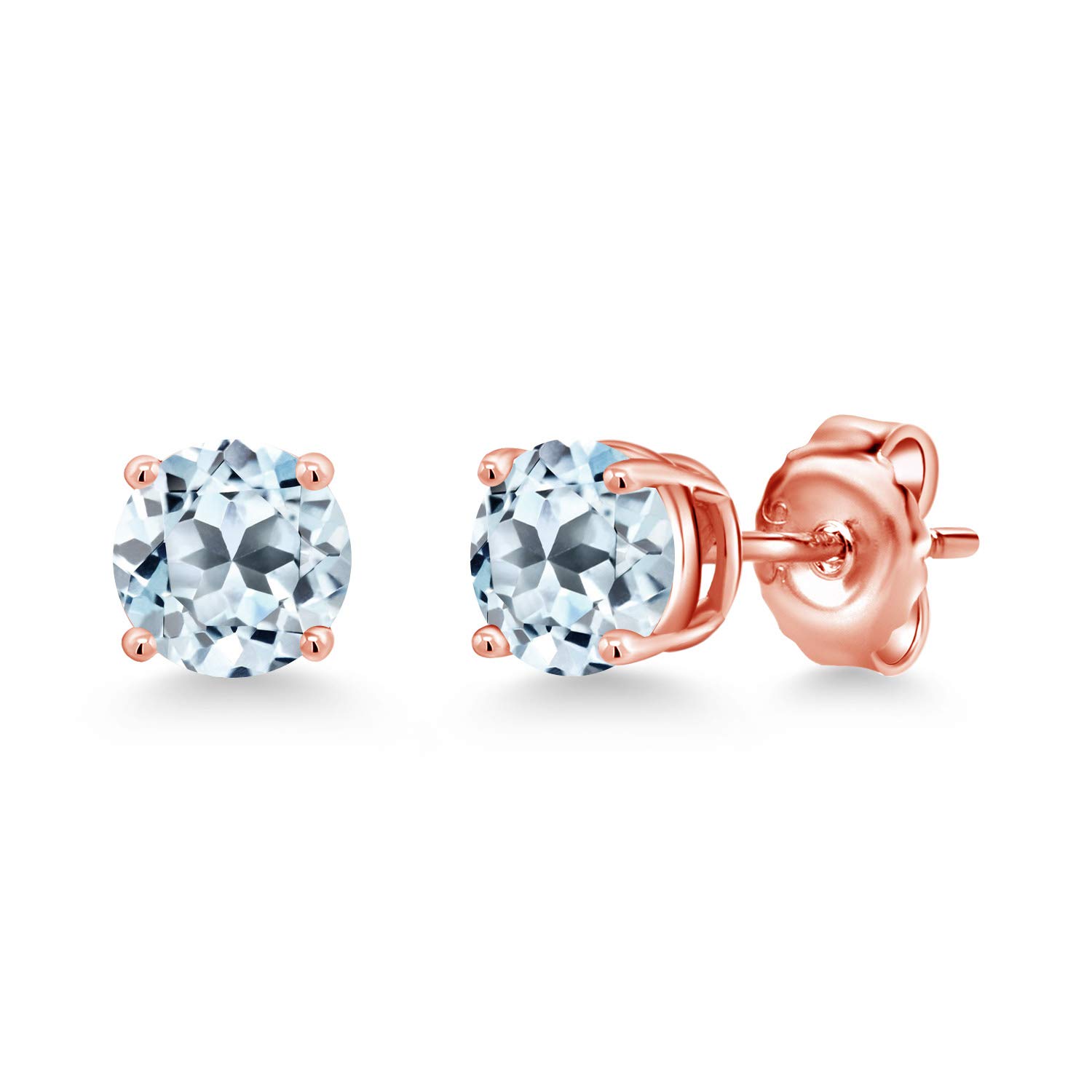 Gem Stone King 18K Rose Gold Plated Sterling Silver 6MM Round Birthstone Stud Earrings for Women & Men | Elegant Gift for Anniversary, Birthday & Everyday Wear
