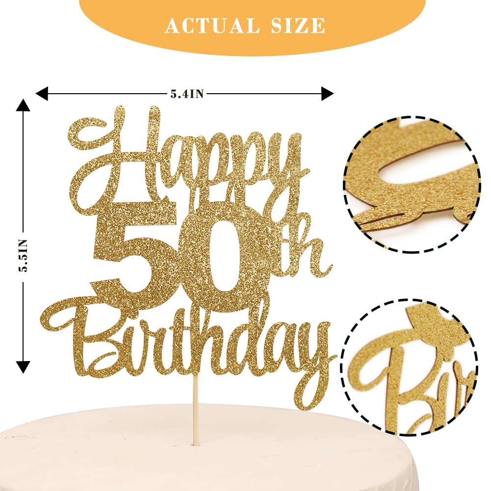 50th Birthday Cake Topper - Elegant Gold 50 Cake Topper for Anniversary & Party Decorations | Perfect for Milestone Celebrations, Retirement Parties & Golden Jubilee Events