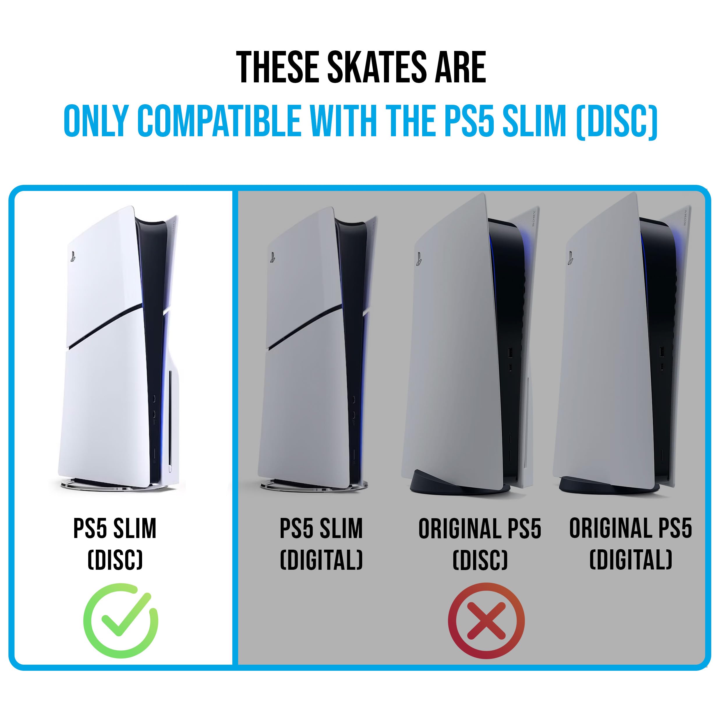 Glistco PS5 Slim Horizontal Stand - Compatible with Disc Edition (Black) - Perfect for Gaming Setup & Console Organization