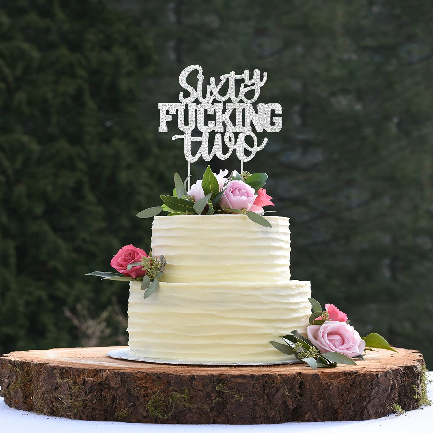 LINGTEER Happy 62nd Birthday Cake Topper - Silver Rhinestone Decor with 'Cheers to 62 Years' Message | Perfect for Birthday Party Centerpieces & Milestone Celebration Decorations