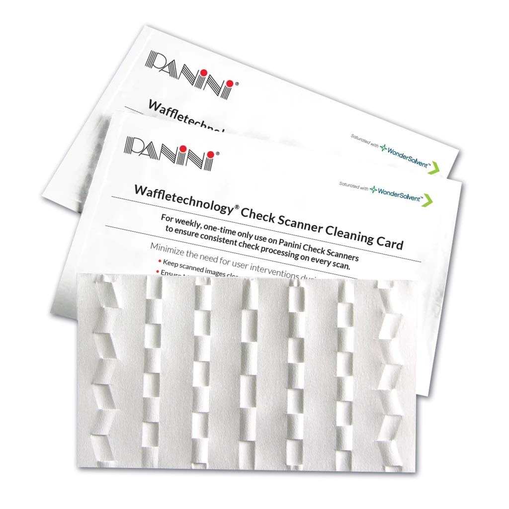 Panini Check Scanner Cleaning Cards with Waffle Technology - 15 Pack | Keep Your Check Scanners Clean & Running Smoothly for Banks & Retail Stores