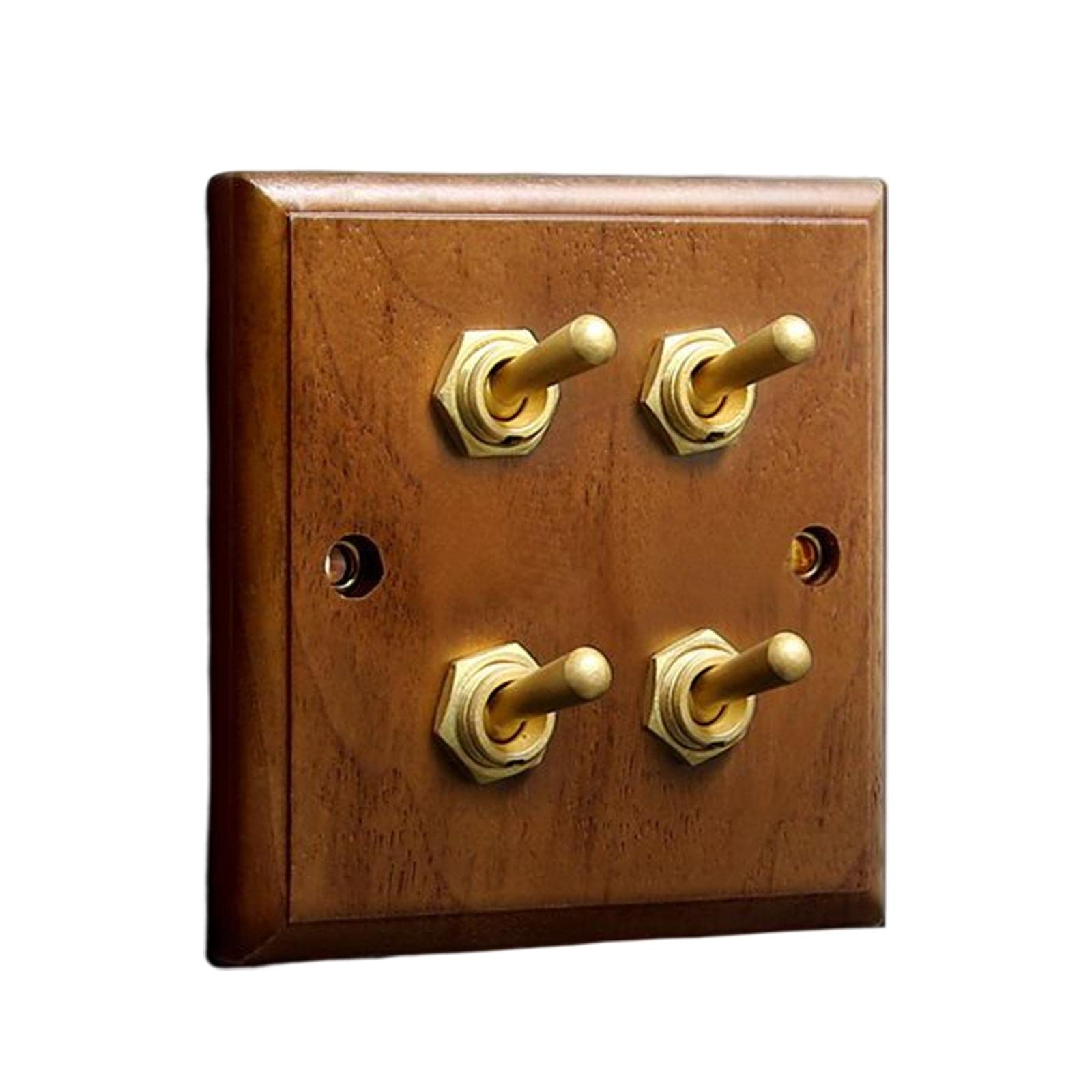 MagiDeal 4-Gang Toggle Light Switch Panel - Walnut Wood Wall Plate for Home, Hotel, Bedroom & Farmhouse - Easy Installation & Concealed Design - Perfect for Modern & Rustic Decor