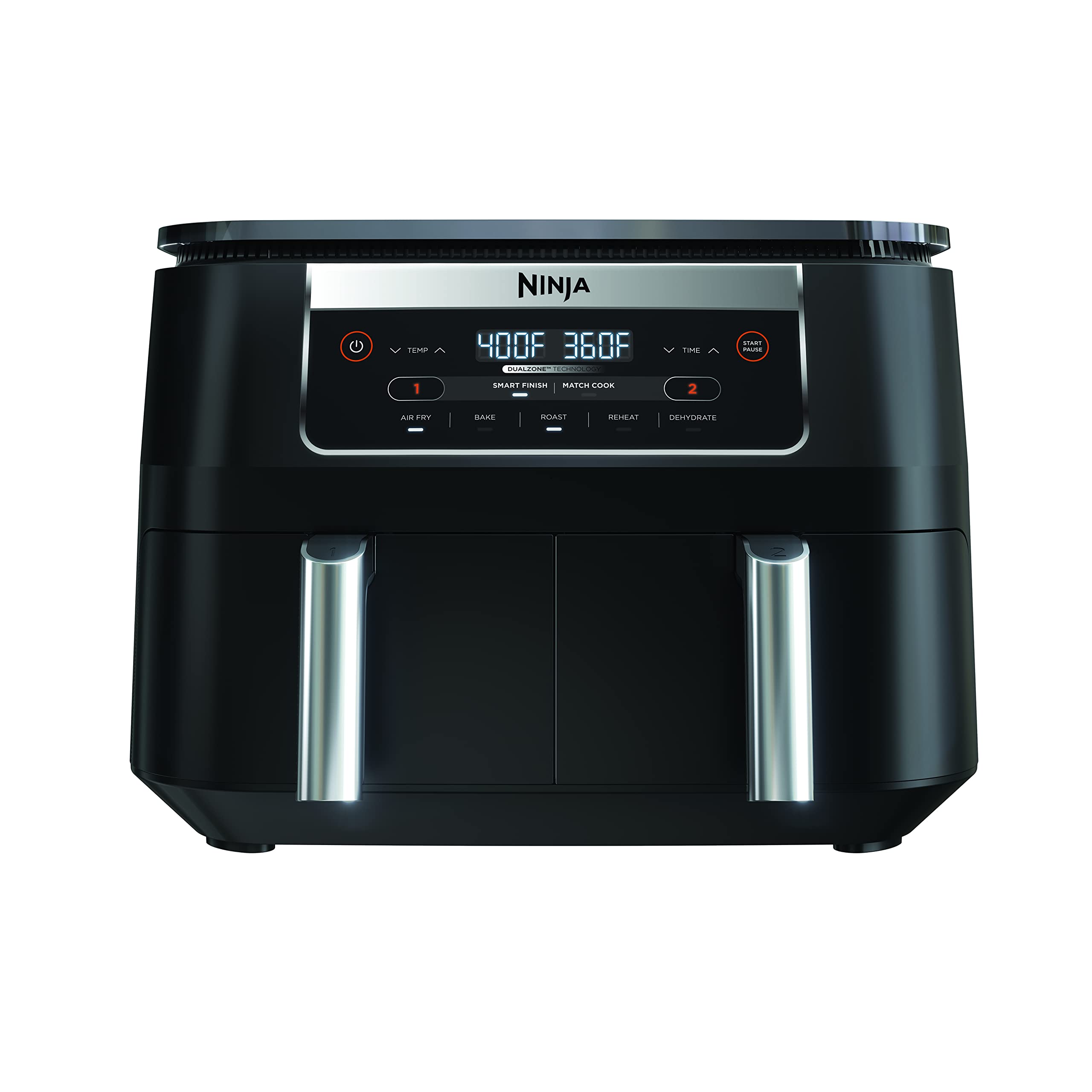 Ninja DZ090 6-Quart Dual-Zone Air Fryer with 2 Baskets - Roast, Bake, Dehydrate & Reheat Food (Renewed) - Perfect for Family Dinners, Meal Prep & Healthy Cooking