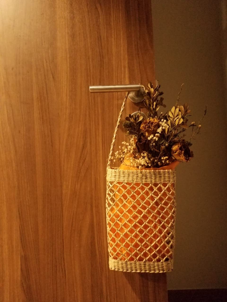 Handmade Seagrass Wall Hanging Baskets Set of 2 - Boho Farmhouse Wicker Decor for Front Door, Flowers, Wreaths & Pampas Grass | Perfect for Spring Decor, Wedding Centerpieces & Cozy Home Styling
