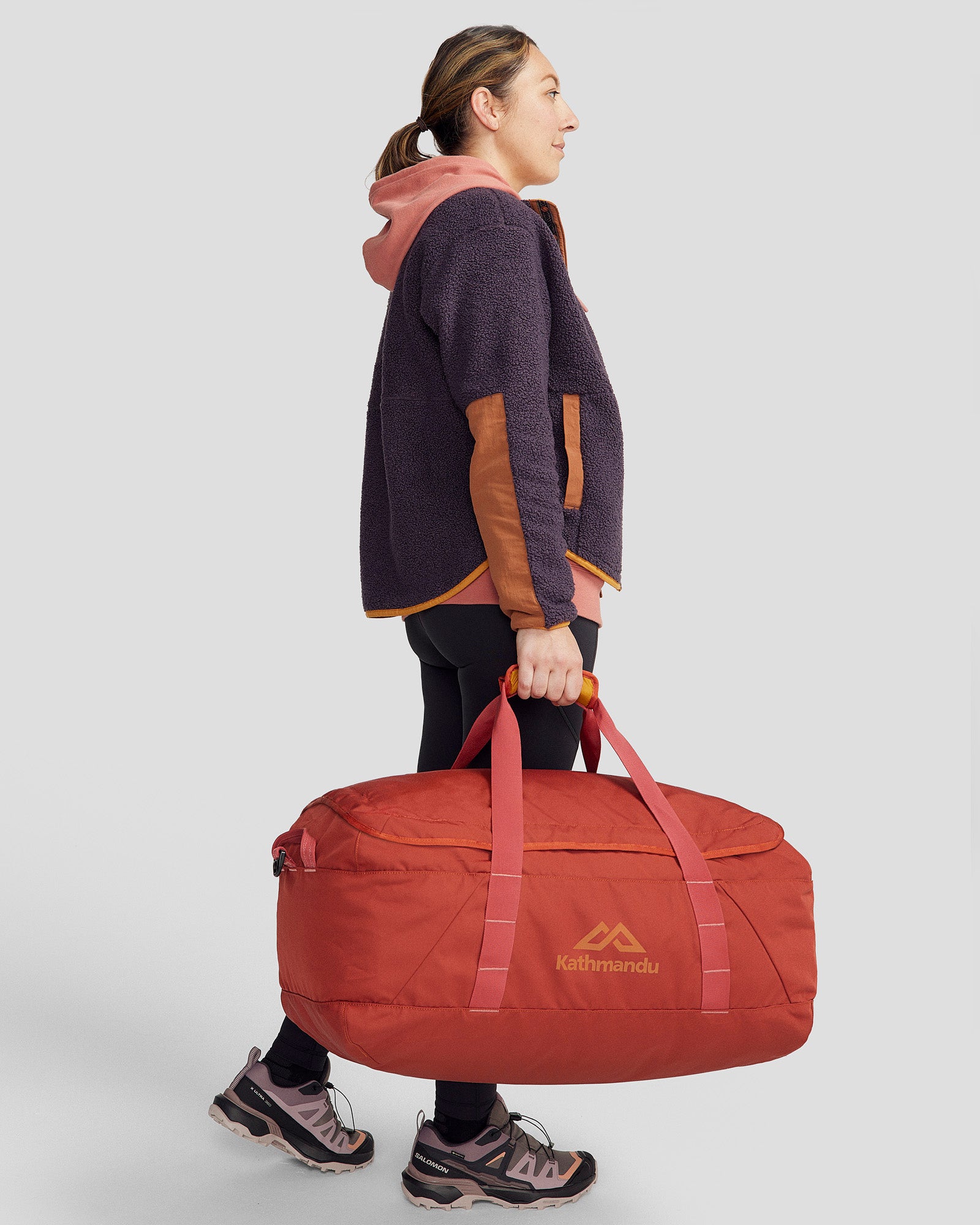 Indus Base Duffel 50L Travel Duffle Bag - Redwood Color for Gym, Travel & Outdoor Adventures