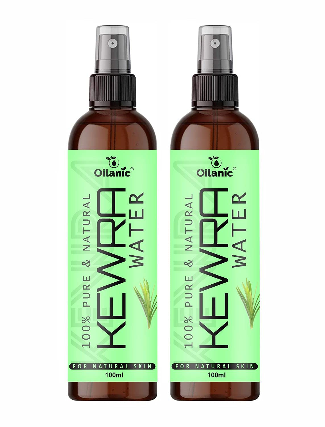 Oilanic Premium Kewra Water for Men & Women - 2 Bottles (100ml Each, 200ml Total) | Natural Fragrance for Aromatherapy, Skincare & Hair Care