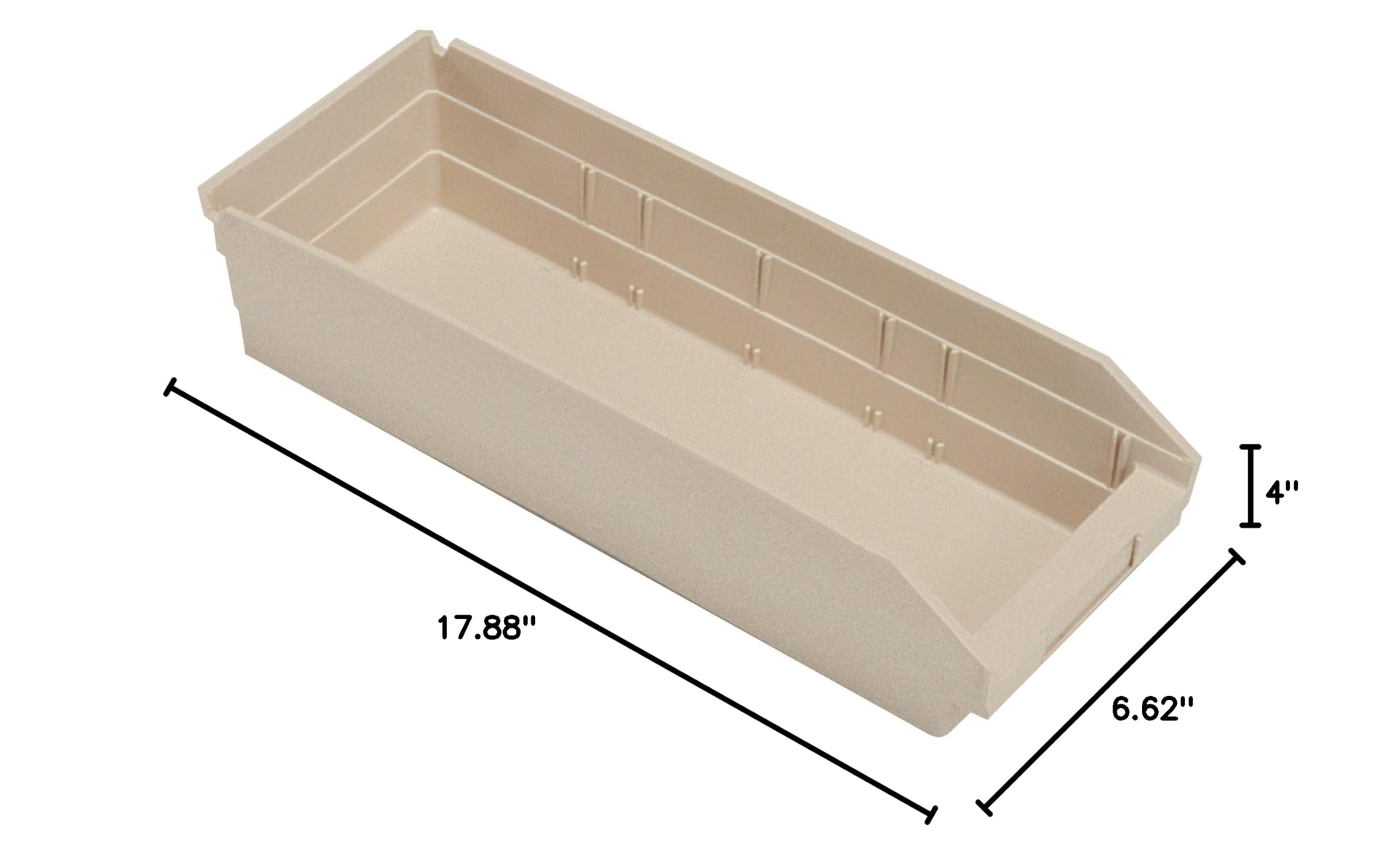 Quantum Storage Economy Shelf Bins - 20 Pack Ivory Plastic Organizer Bins, 17.875