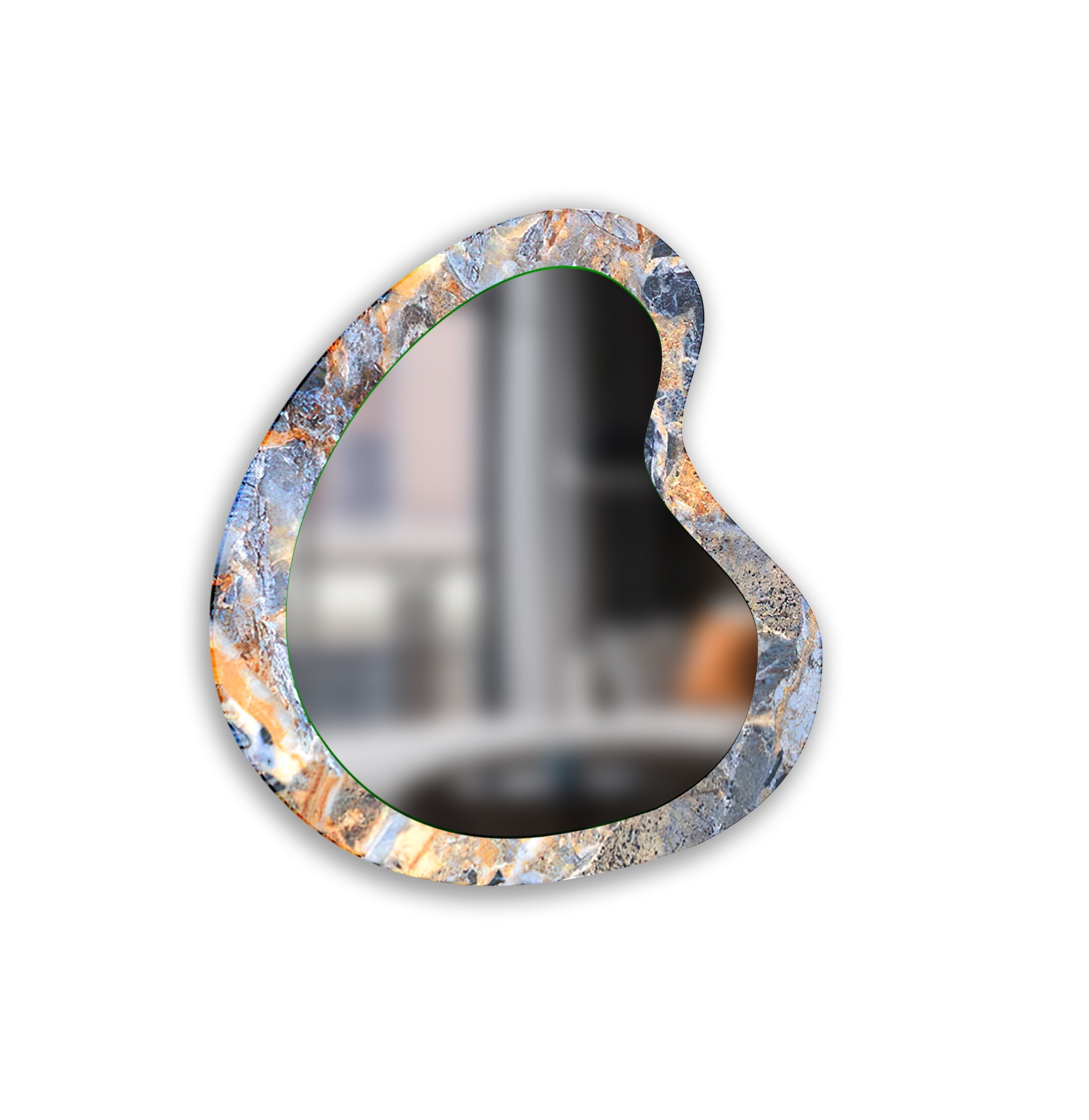 Elegant Blue Marble Bathroom Wall Mirror - Modern Round Vanity Mirror for Makeup & Home Decor - Perfect for Bathroom, Bedroom, and Dressing Room