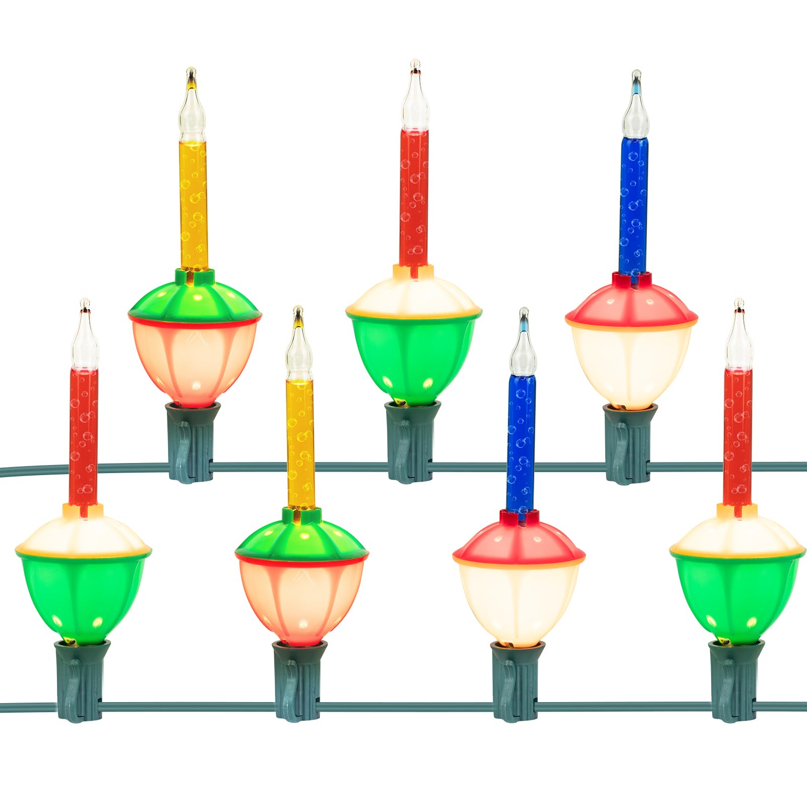 2 Pack 7.5FT Connectable Vintage Christmas Bubble String Lights - 7 Count Colored LED Bubble Lights for Christmas Tree, Holiday Decorations, Party & Wedding Lighting (Multicolor) - Perfect for Indoor/Outdoor Festive Decor