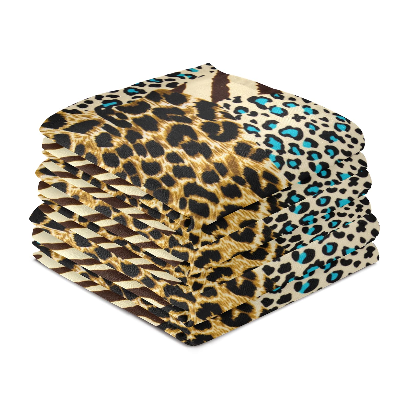 Vintage Tiger Zebra Leopard Print Kitchen Towels - Set of 4 Super Absorbent Soft Dishcloths (18